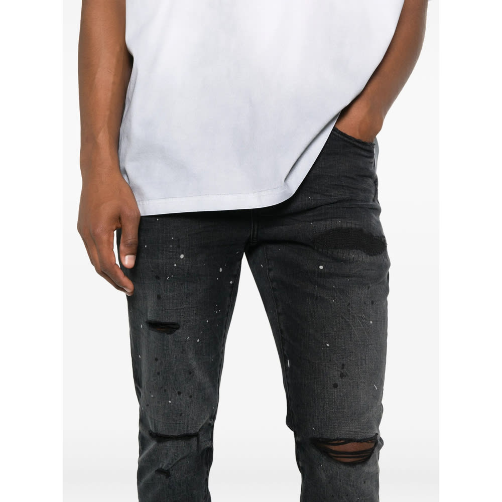 Purple Brand Distressed Splatter Denim In Black