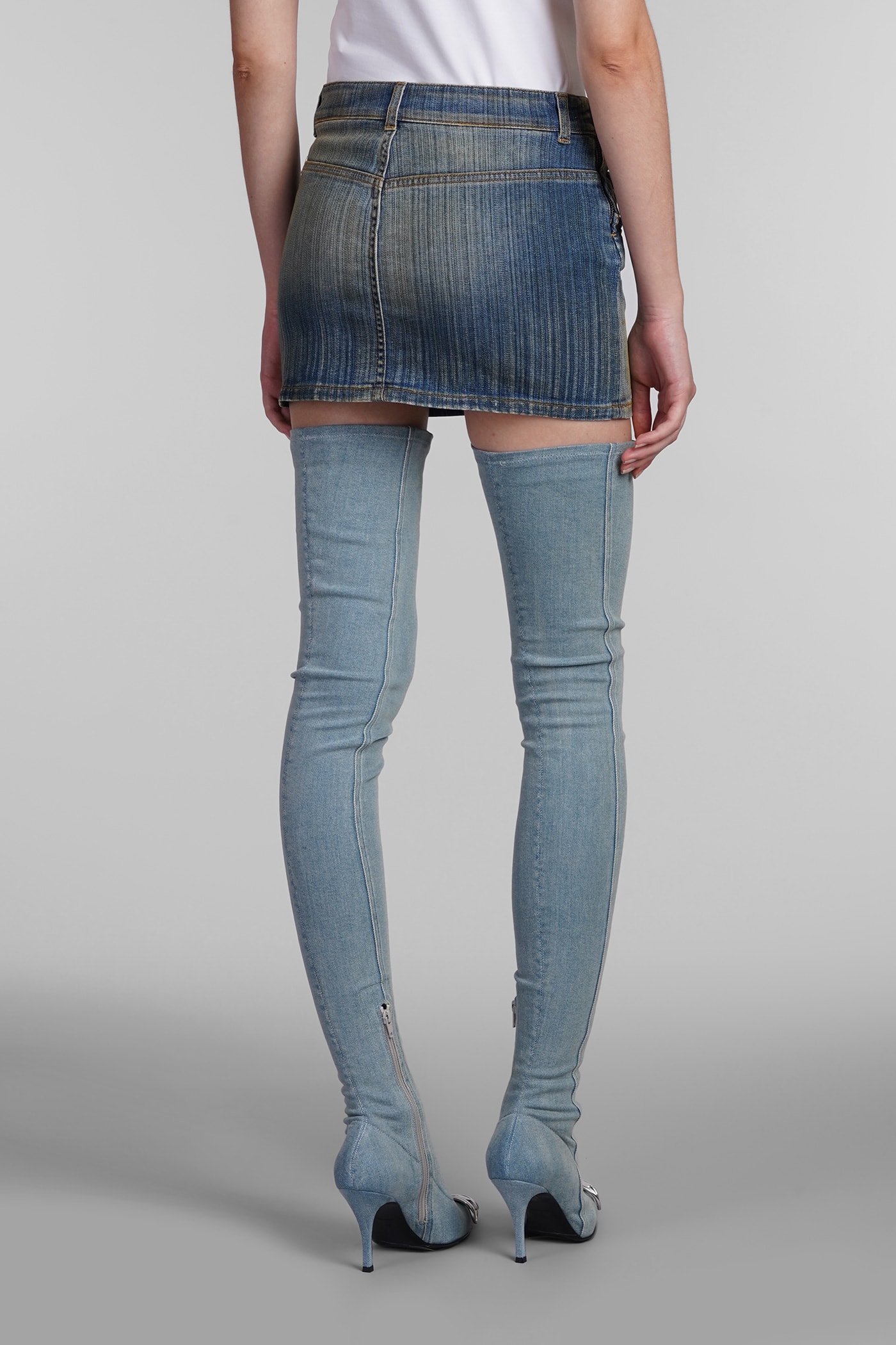 Shop Diesel De Ron S2 Skirt In Blue Denim