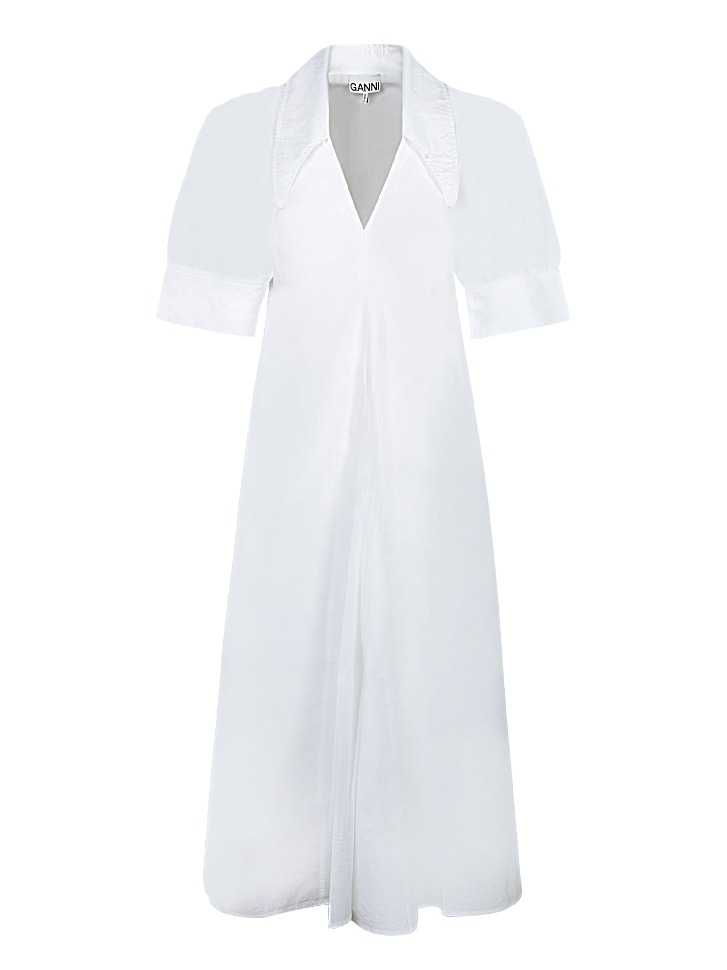 Ganni Poplin Midi Dress Bright White Size 22 In White