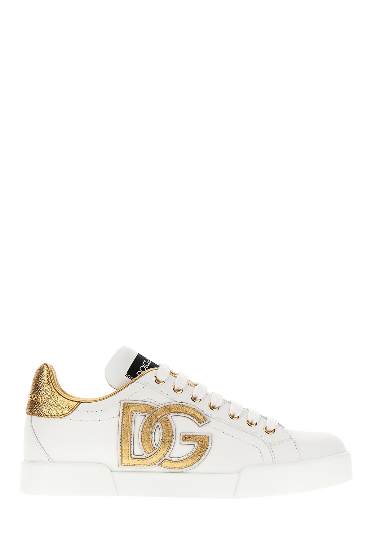 Shop Dolce & Gabbana White Leather Portofino Sneakers In 89662