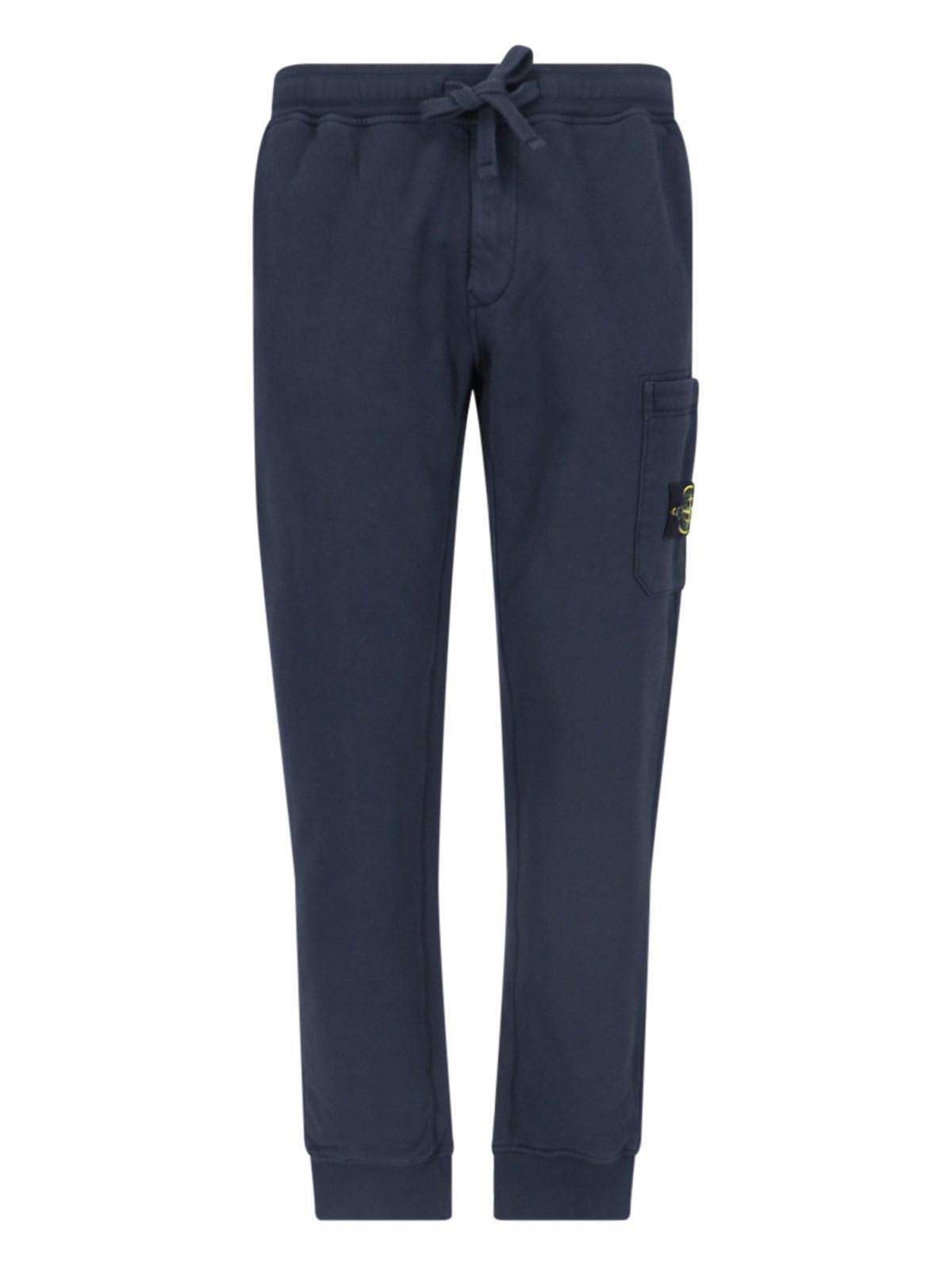 Shop Stone Island Logo Cargo Track Pants In Bleu