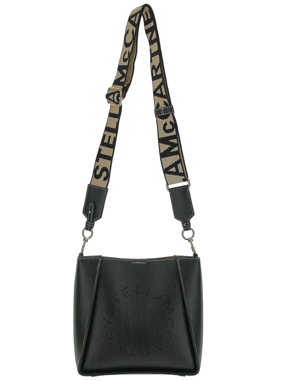 Shop Stella Mccartney Stella Logo Grainy Shoulder Bag In Black