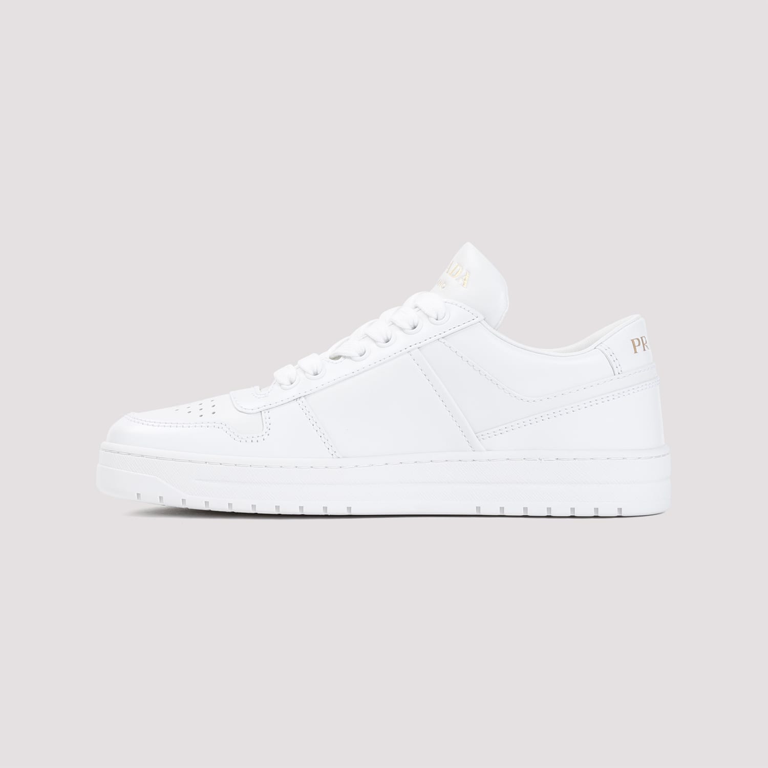 Prada Leather Sneakers In Bianco