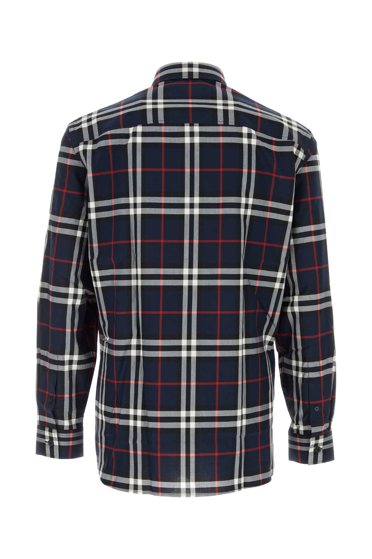 Shop Burberry Embroidered Poplin Shirt In Navyipcheck