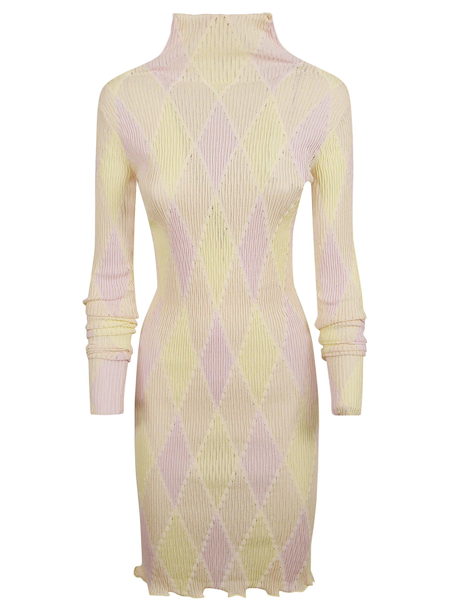 Shop Burberry Ribbed Knit Dress In Cameo Ip Pattern
