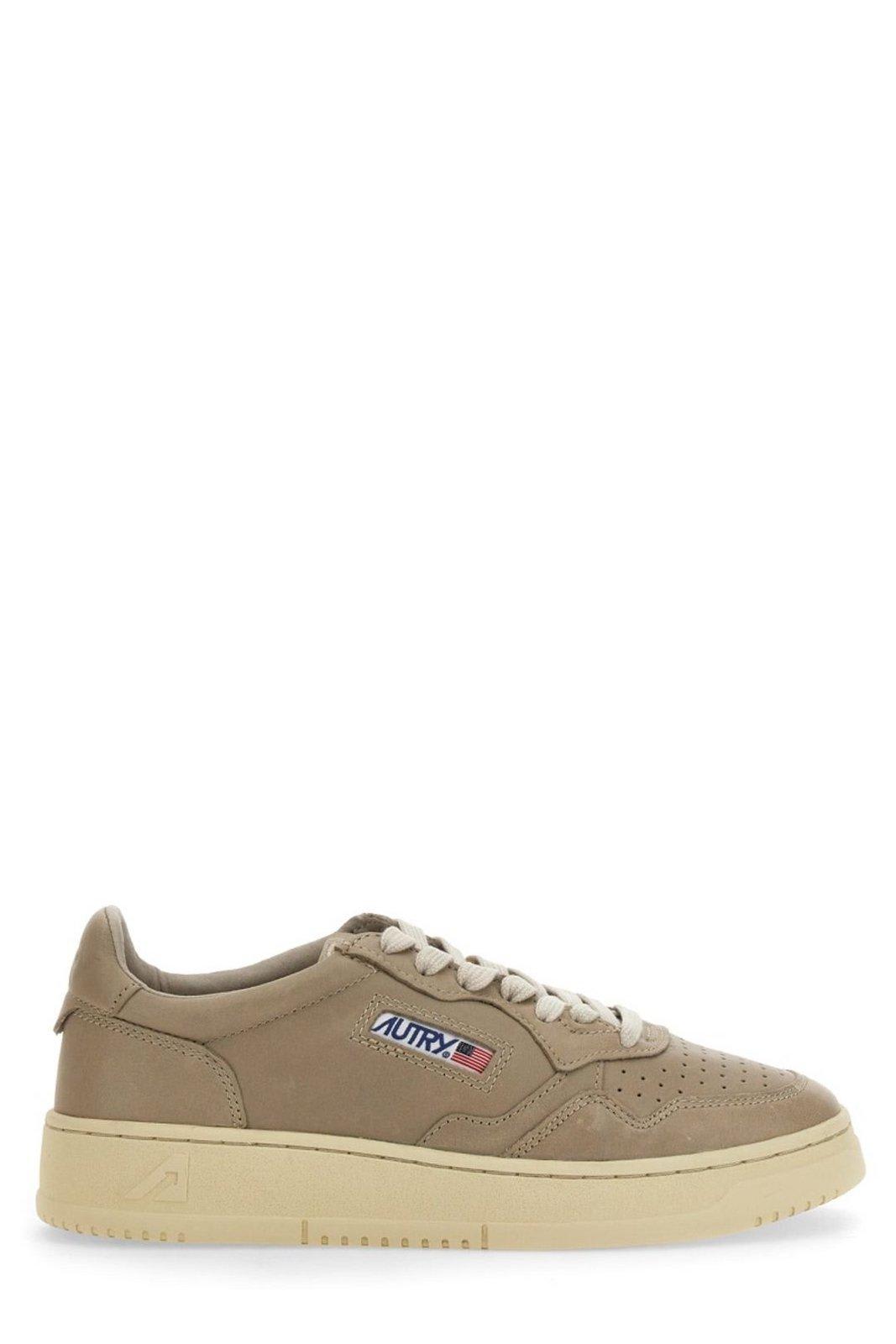 Autry Logo Detailed Lace-up Sneakers In Grey
