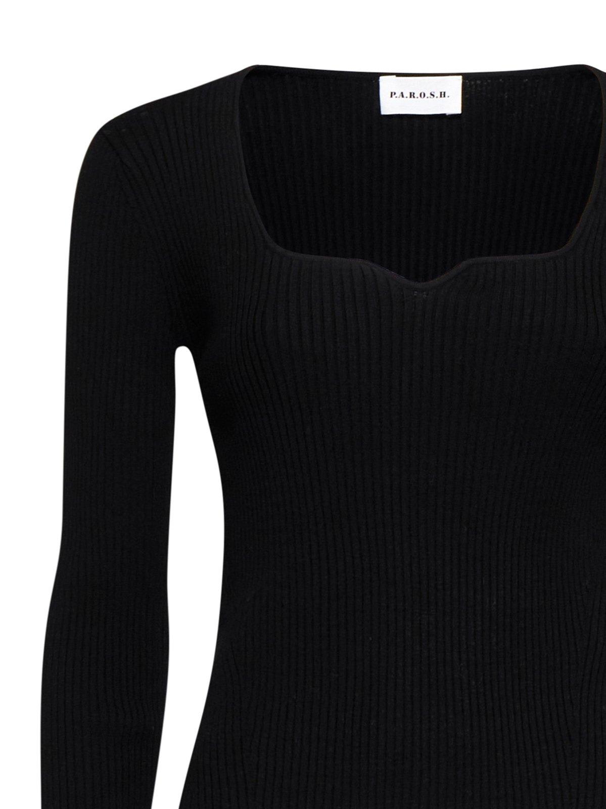 Shop P.a.r.o.s.h Romy Square-neck Jumper In Black