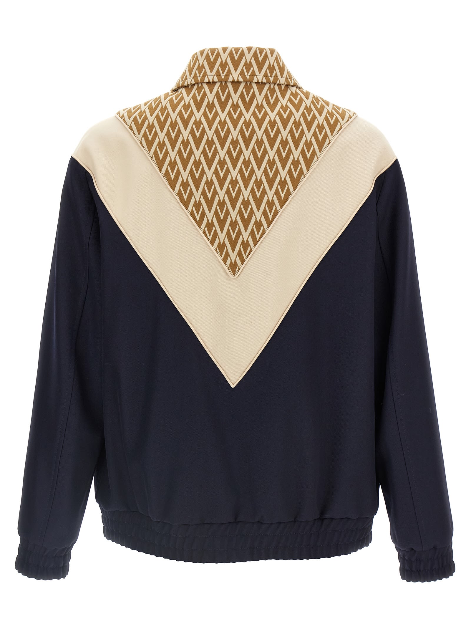Valentino Wool And Cotton Jacket With Chevron Pattern In Multi