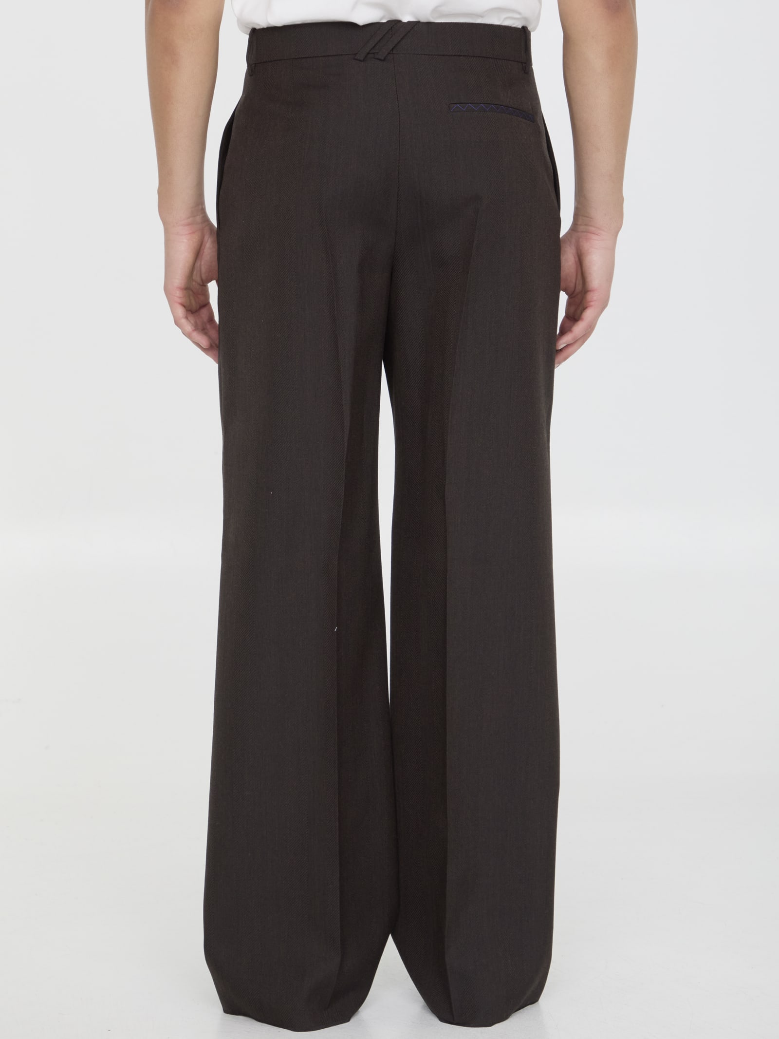 Shop Burberry Wool Trousers In Brown