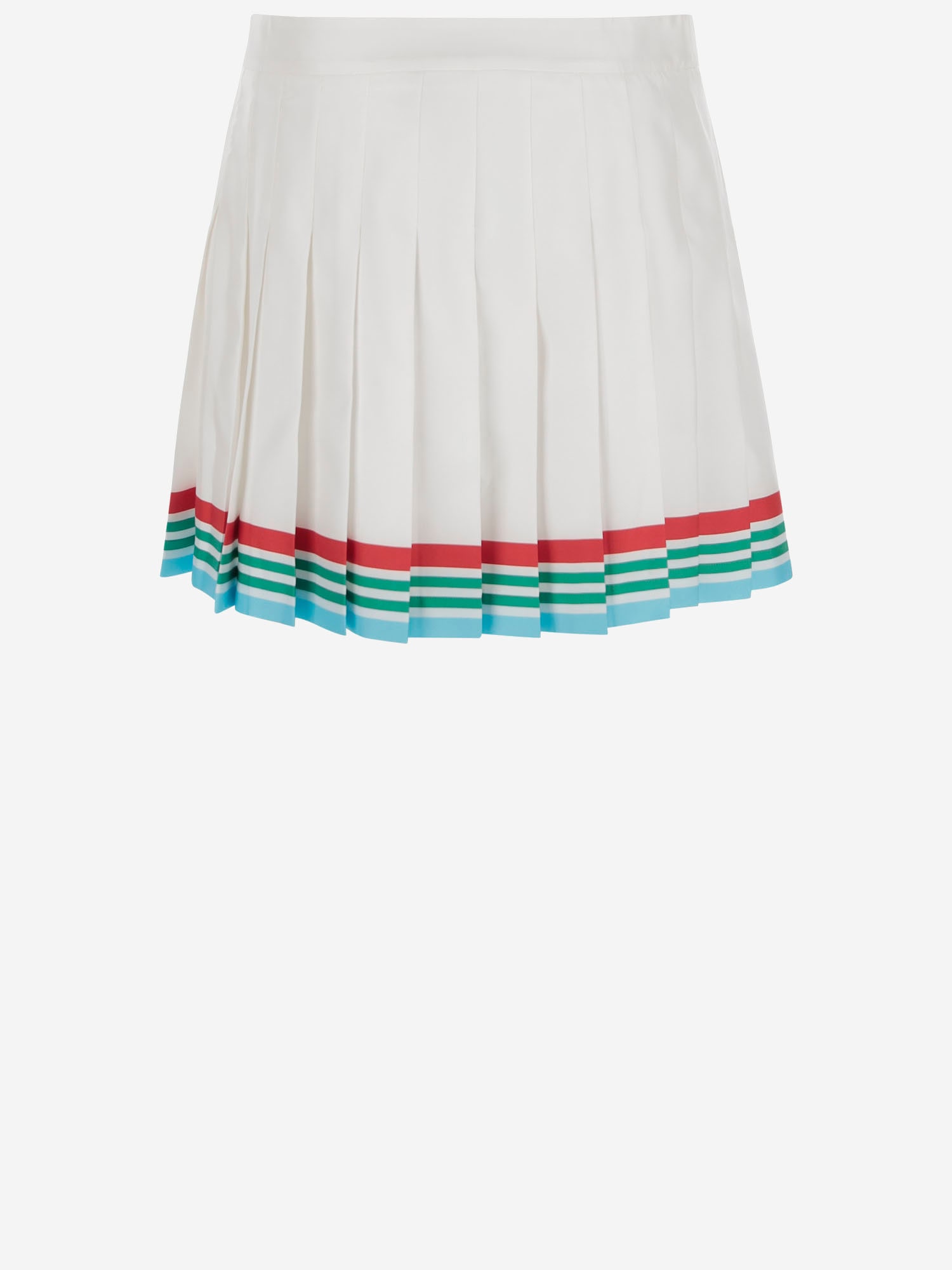 Casablanca High-waisted Pleated Silk Skirt With Colorful Hemline In White