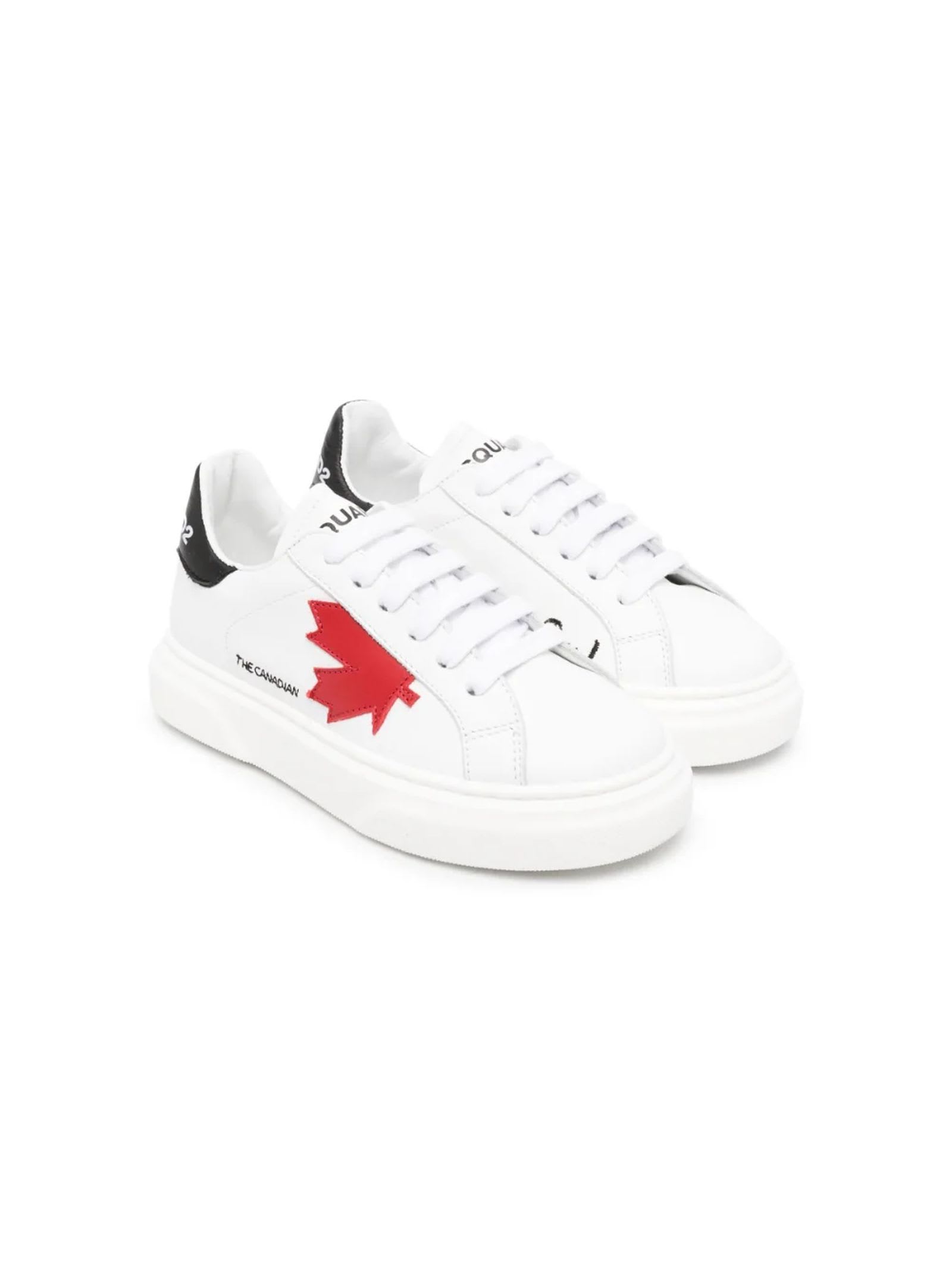 Uitvoerder room Tropisch Dsquared2 Kids' White Leather Sneakers In Bianco | ModeSens