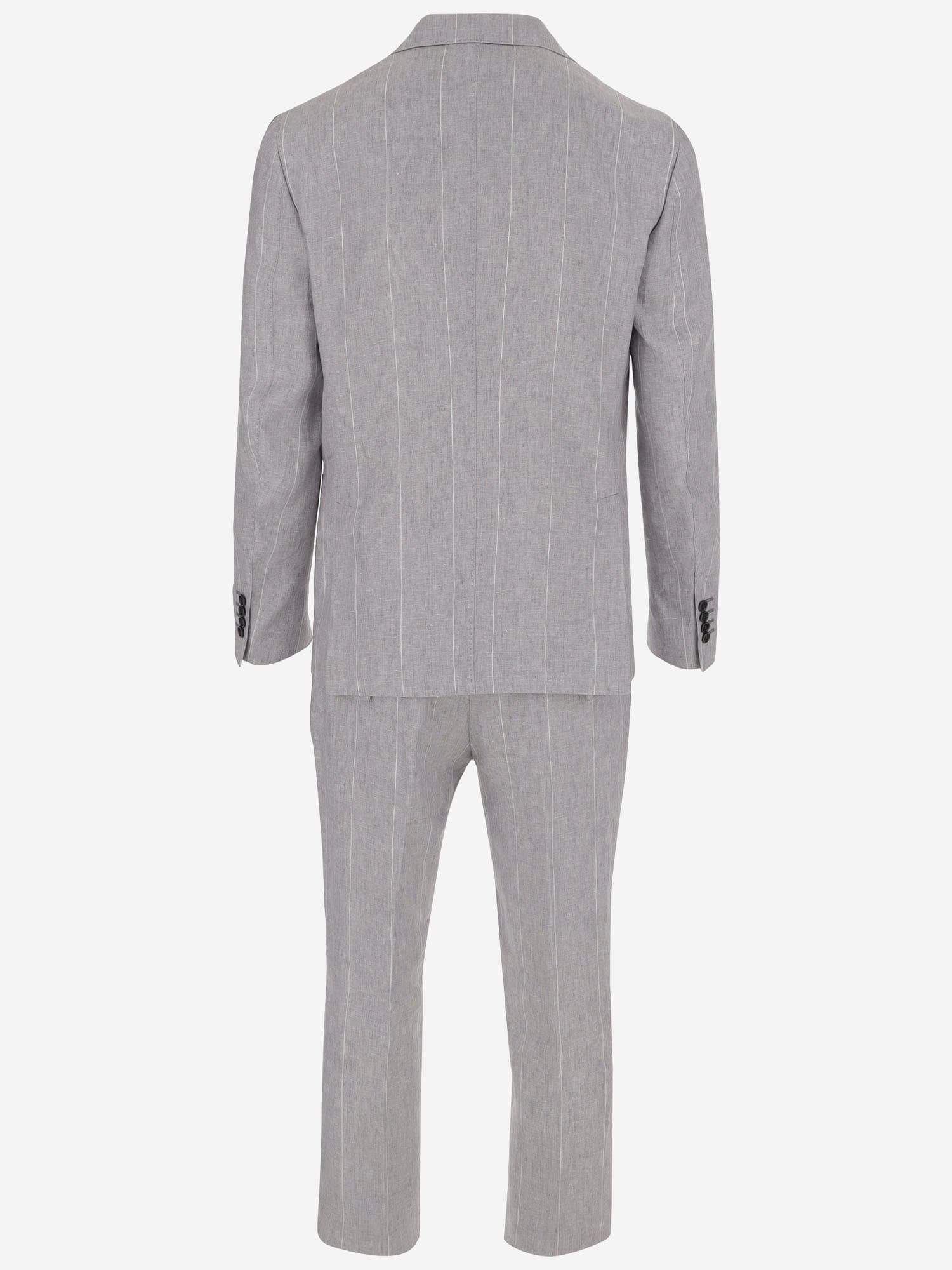 Brian Dales Light Gray Wool Suit With Single-breasted Blazer And Wide-leg Trousers In Grey