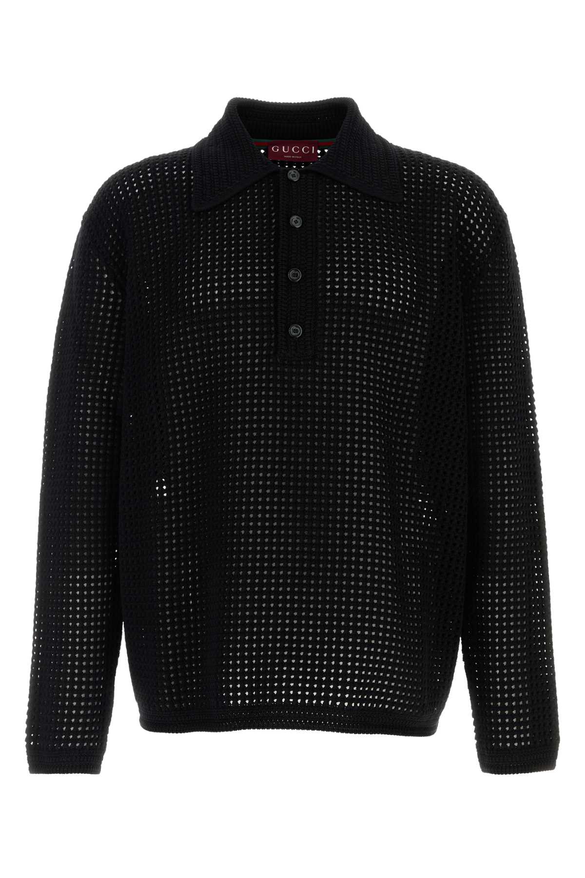 Black Crochet Polo Shirt