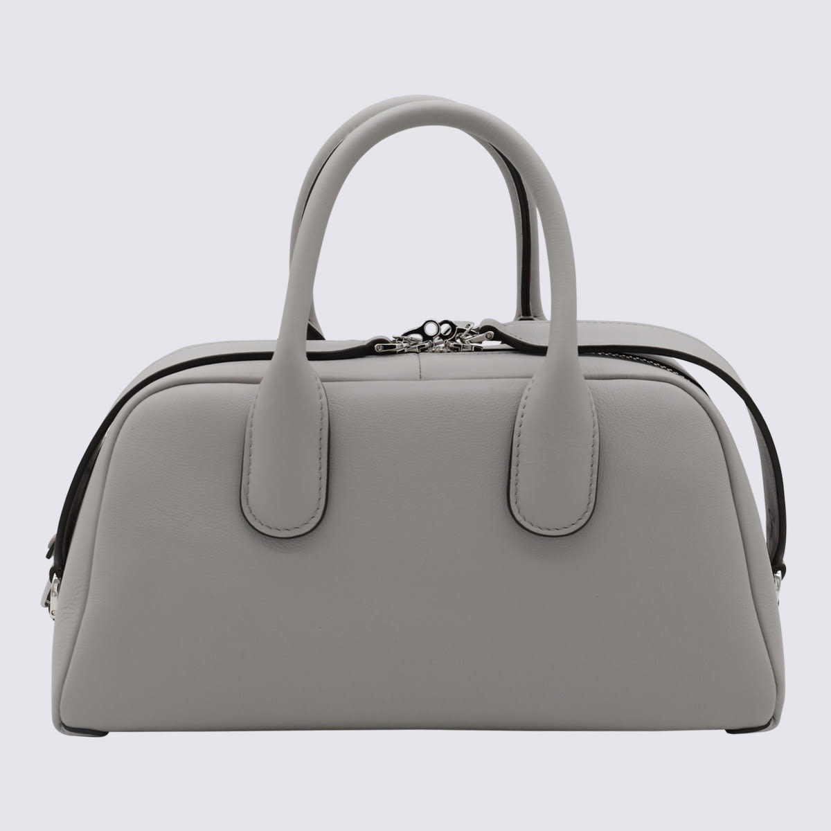 Shop Tod's Grey Leather Top Handle Bag In Gabbiano