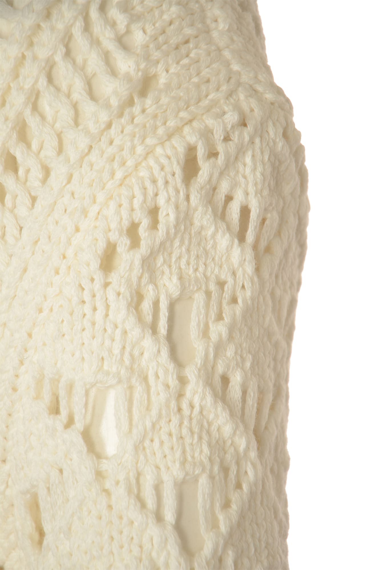 Shop Msgm Crochet Knit Cardigan In Off-white