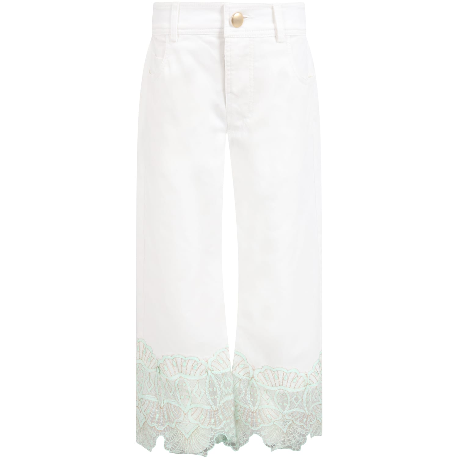 Elie Saab White Trousers For Girl