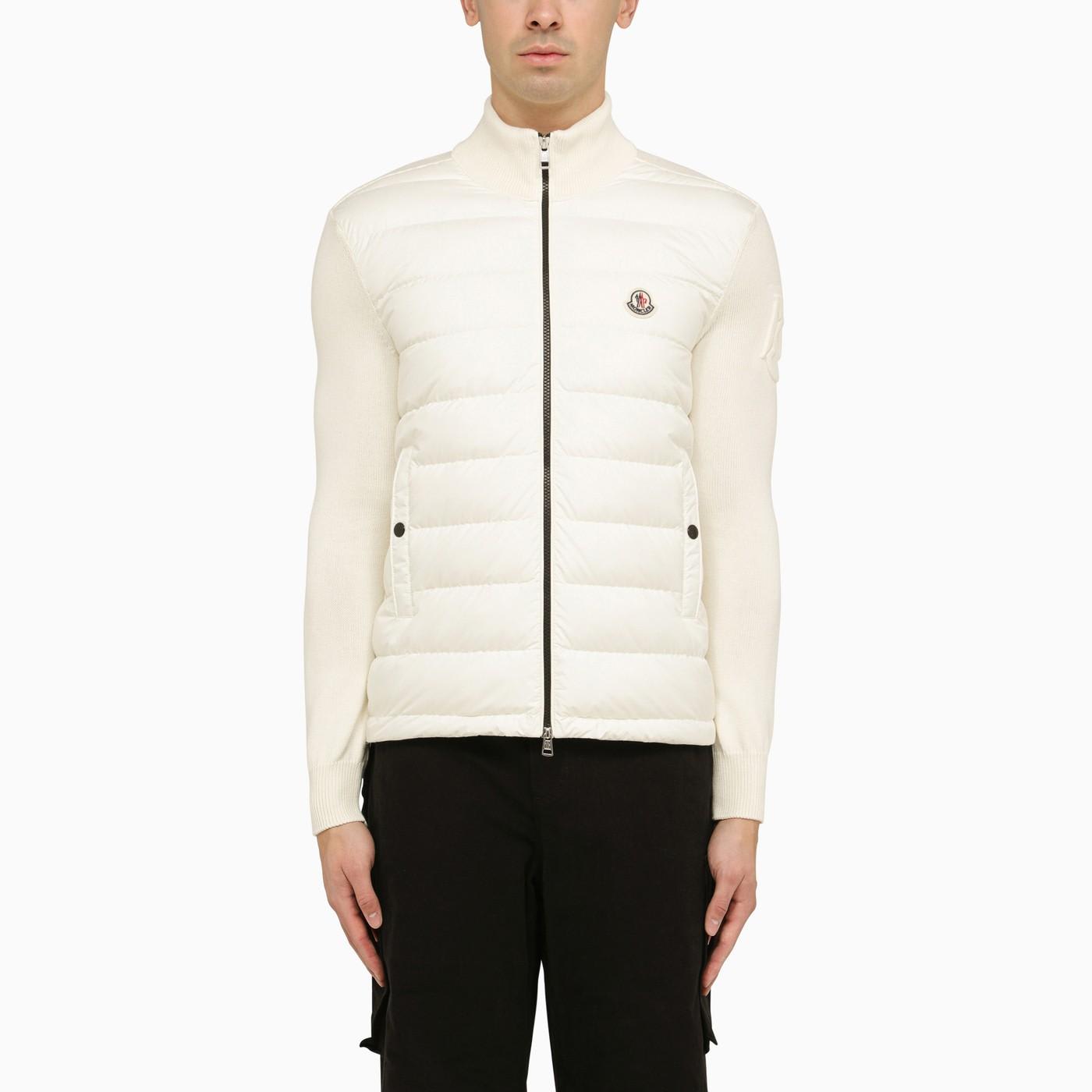 Shop Moncler White Padded Cardigan With Logo In Non Definito