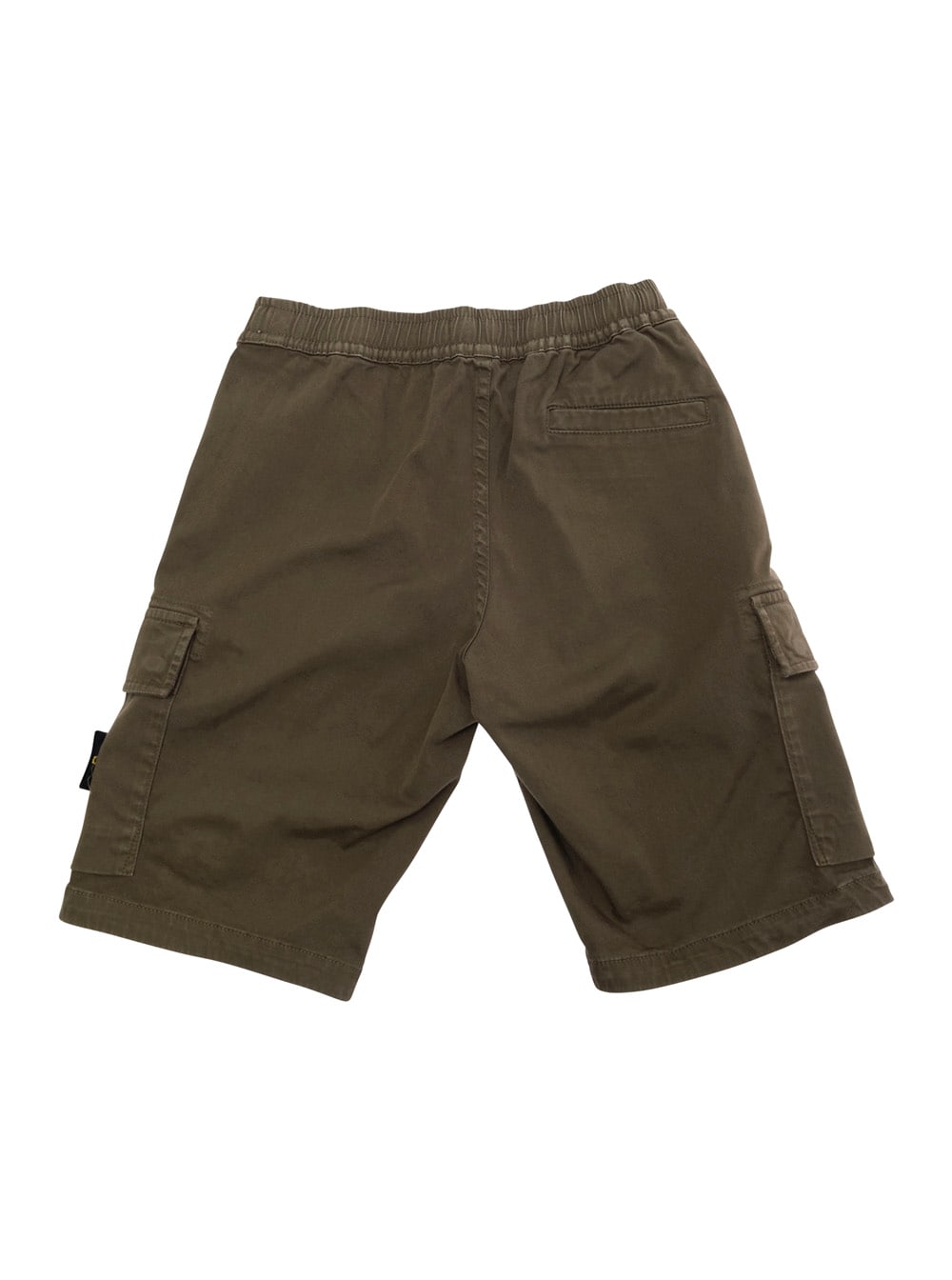 Stone Island Green Bermuda Pants With Elastic Waist And Logo Patch On The Front In Cotton Stretch Boy In Green