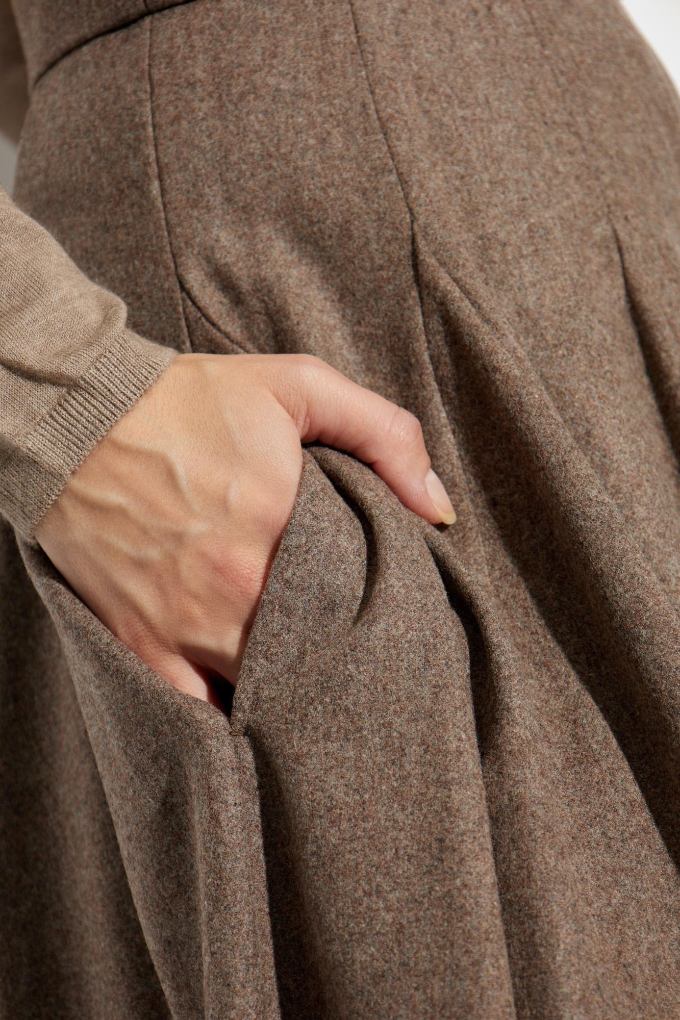 Max Mara Bellico Wool Maxi Skirt In Brown