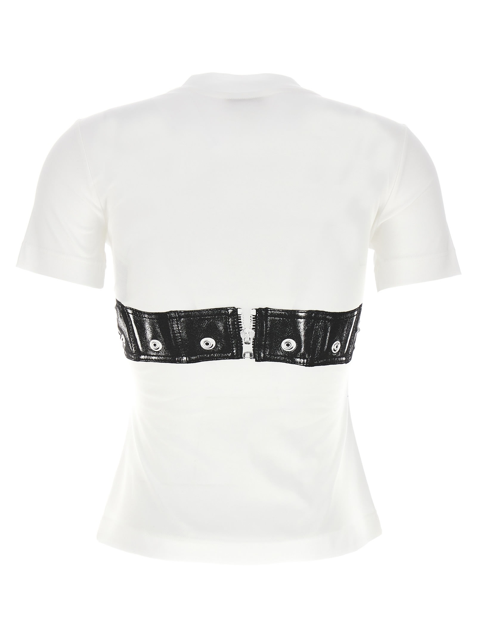 Alexander Mcqueen Bustier-print Crewneck T-shirt In White