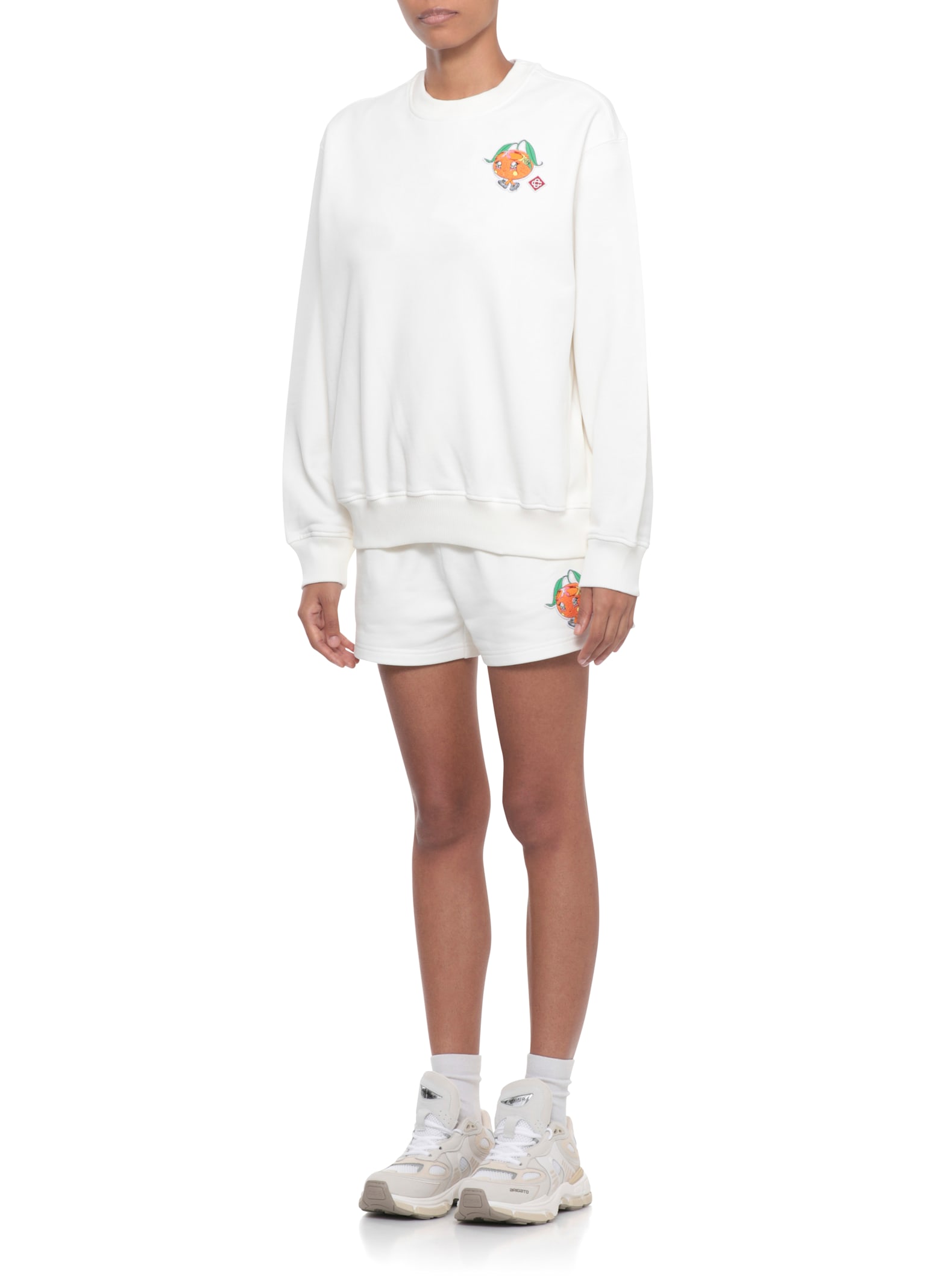 Casablanca White Cotton Sweatshirt With Contrasting Logo Patch In White