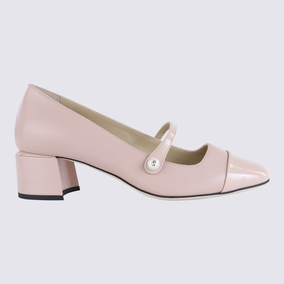 Pink Beige Leather Pumps