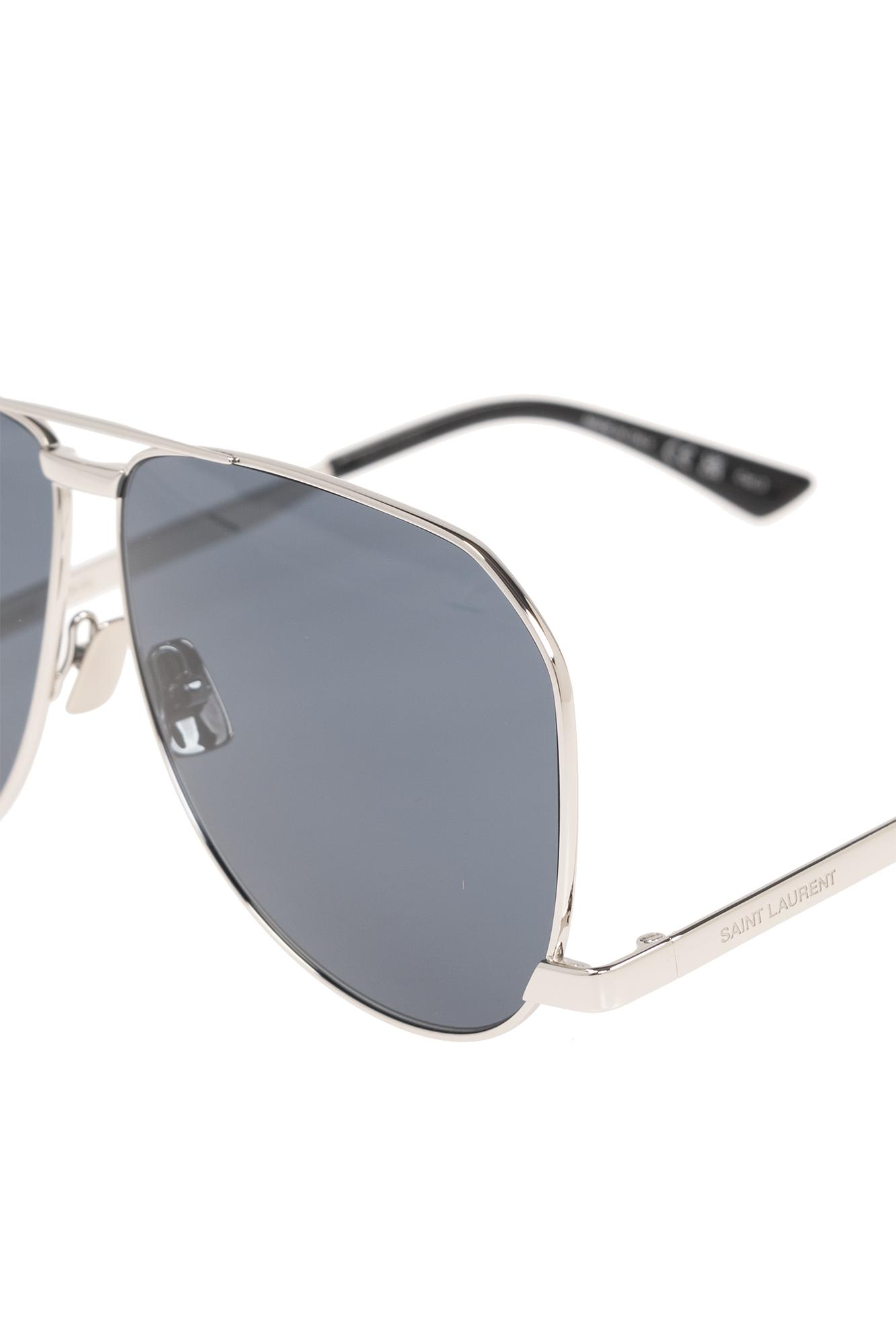 Shop Saint Laurent Sl 690 Dust Sunglasses In Metal Silver Blue