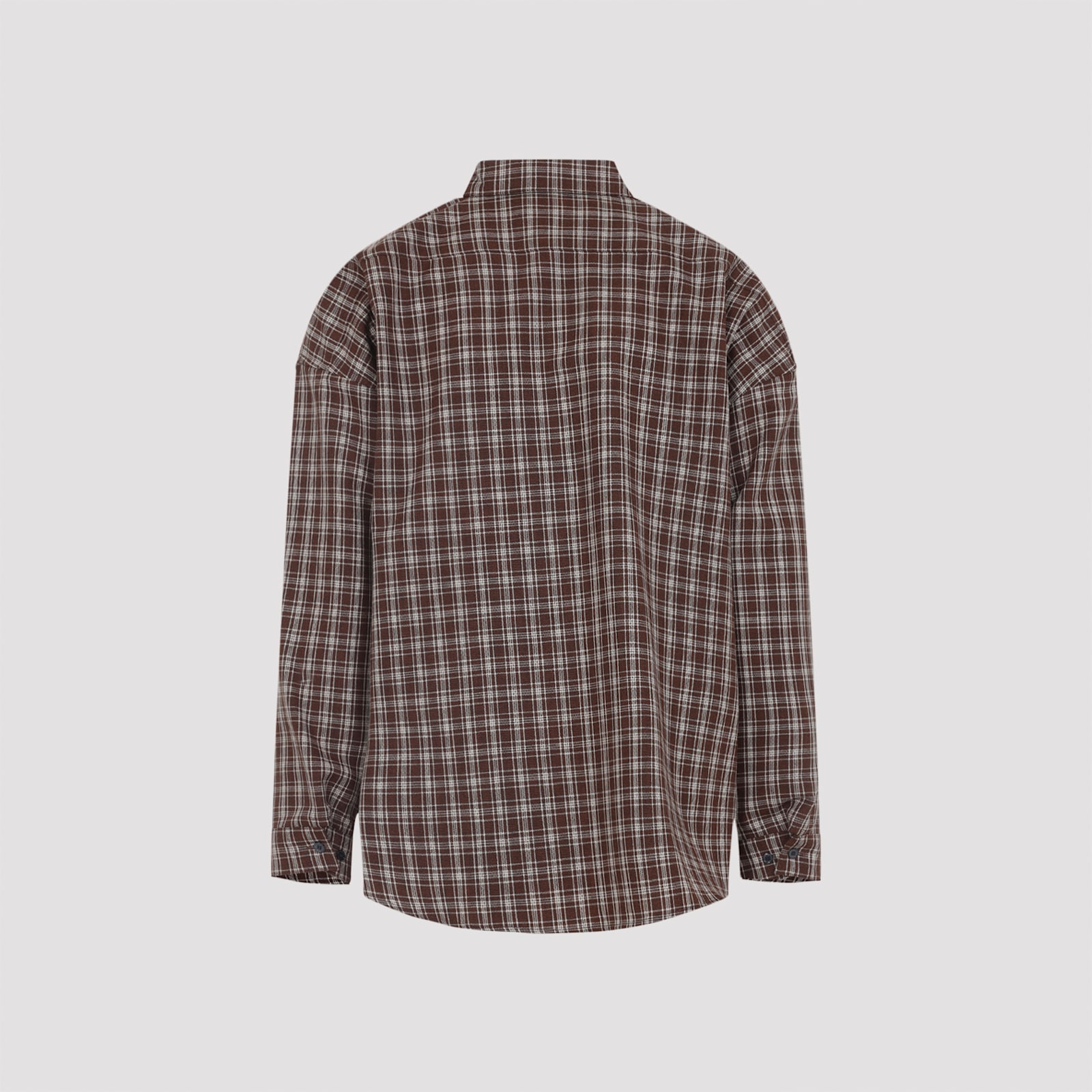 Marni Brown Virgin Wool Check Grain De Poudre Wool Shirt In Brown