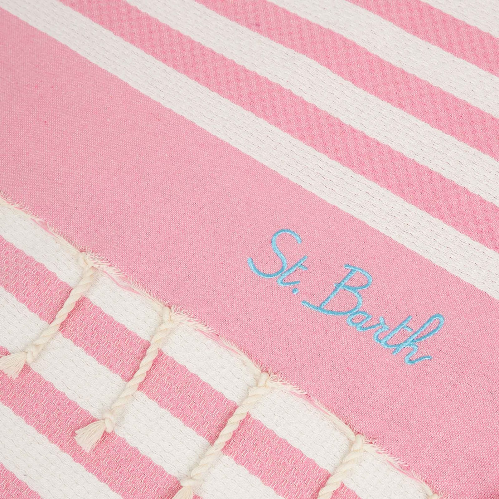 Shop Mc2 Saint Barth Fouta Classic Honeycomb With Striped In Pink