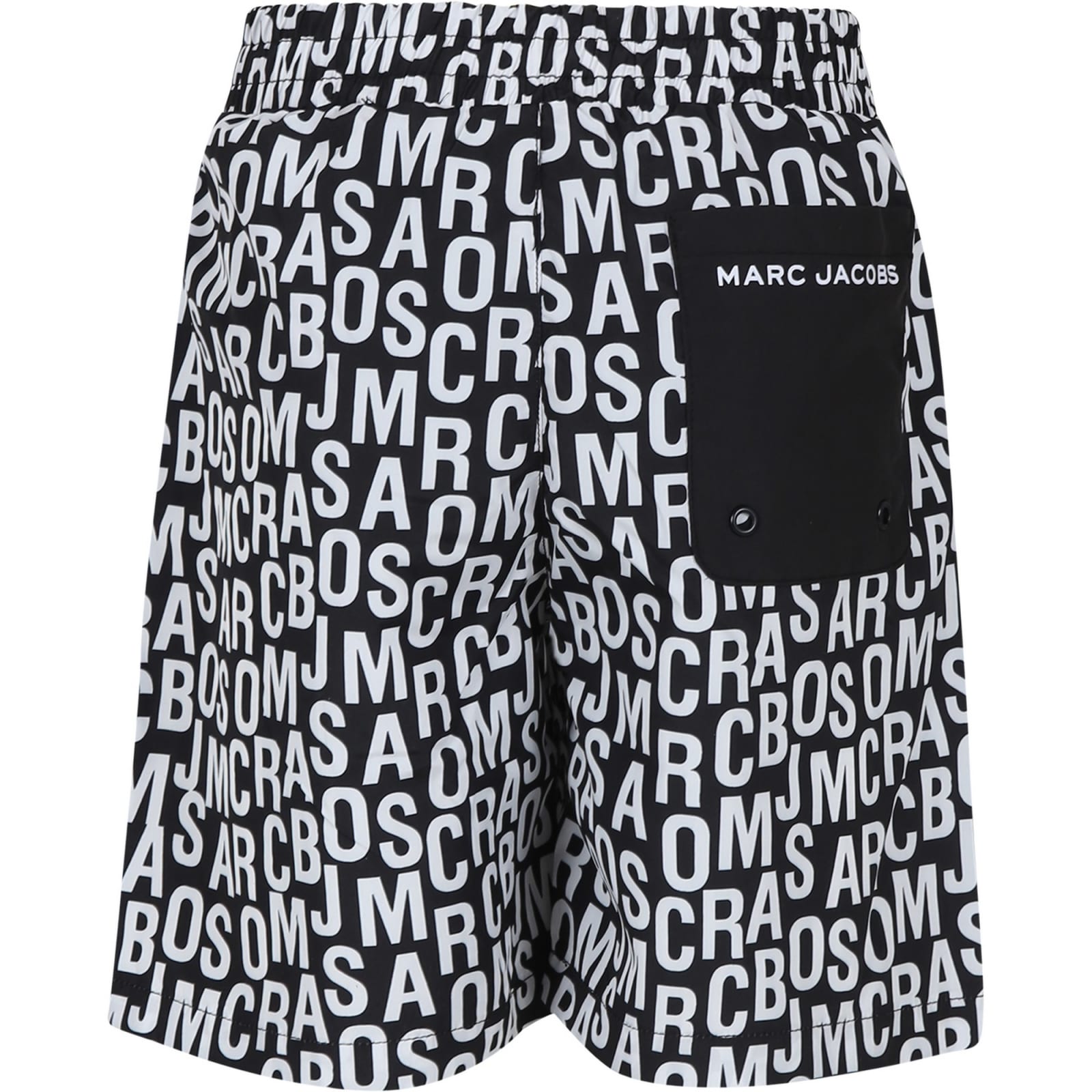 Shop Little Marc Jacobs Black Swim Shorts For Boy With Logo