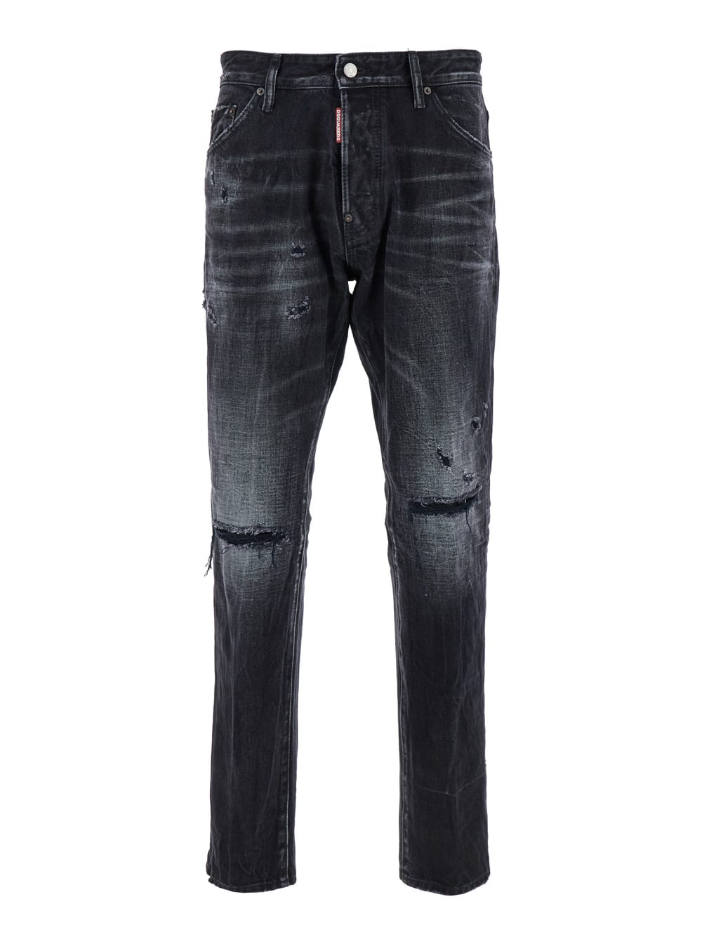 Shop Dsquared2 Cool Guy Black Five-pocket Jeans With Rips In Cotton Denim Man