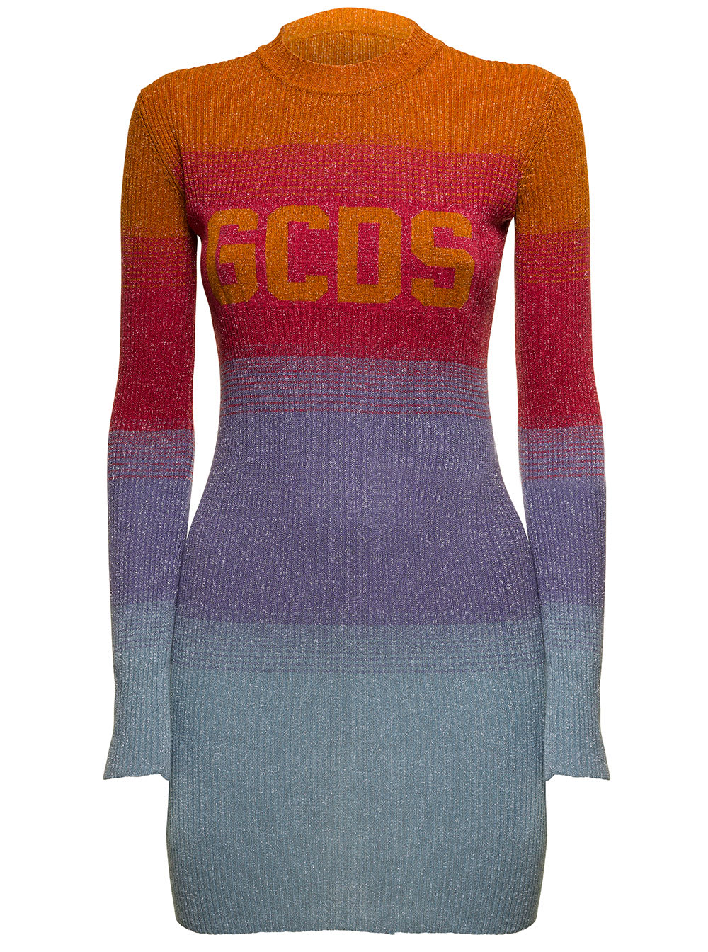 Gcds Woman Multicolor Degradé Lurex Dress With Logo