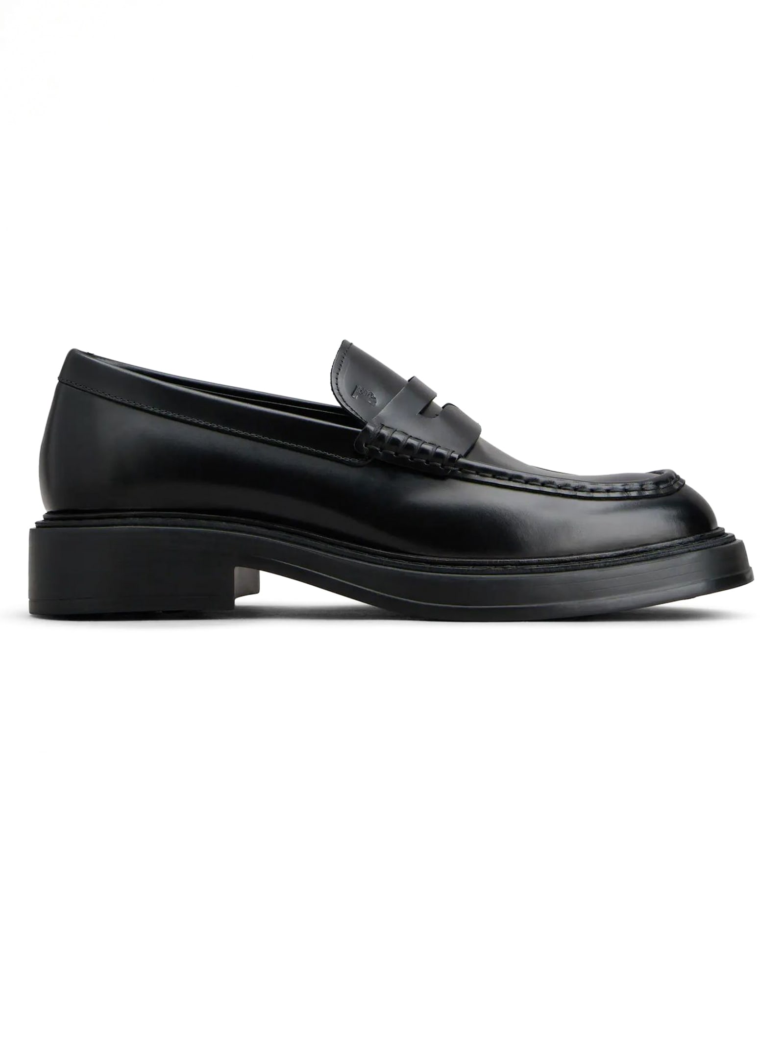 TOD'S BLACK FULL GRAIN LEATHER LOAFERS 