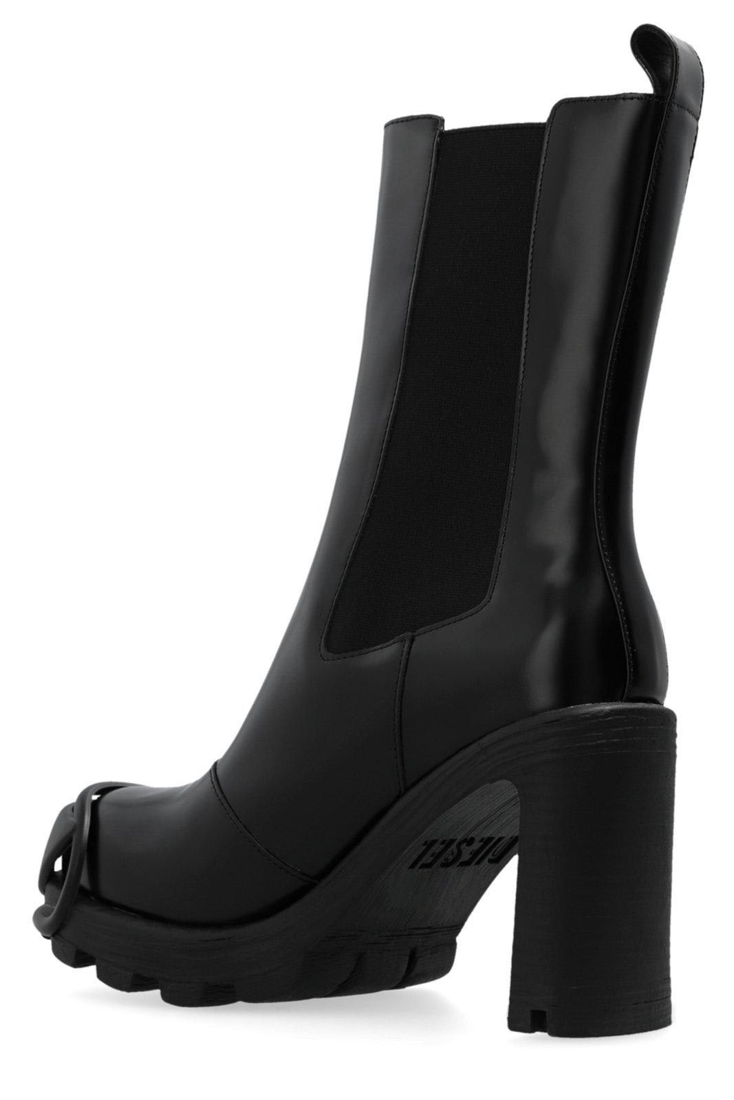 Diesel D-hammer Leather Boots In Multi