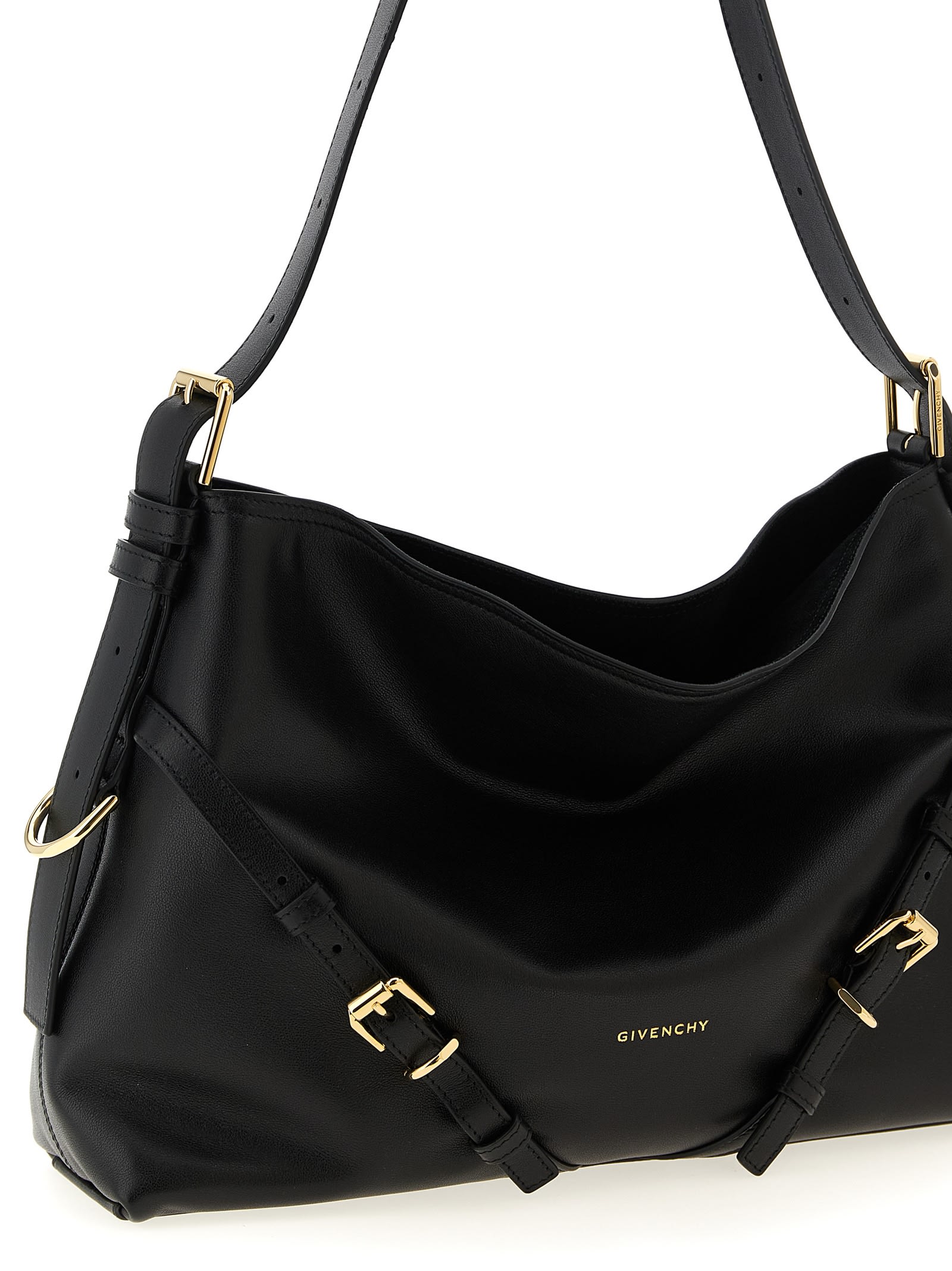 Givenchy Women Voyou Medium Leather Shoulder Bag In Black
