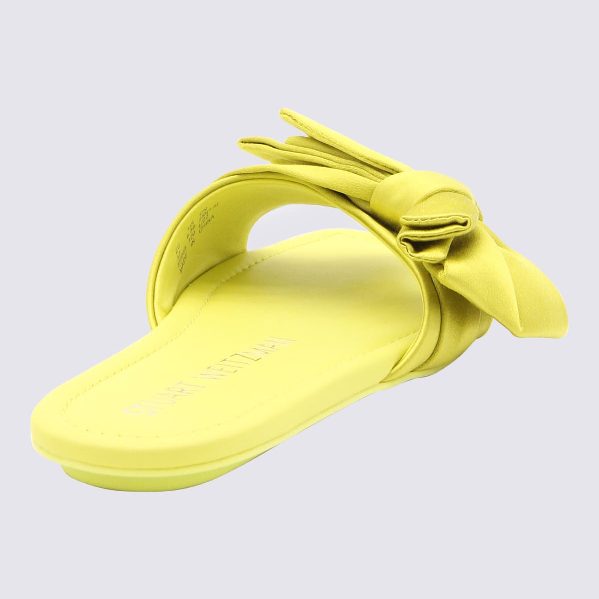 Shop Stuart Weitzman Yellow Leather Loveknot Flat Sandals In Ochre