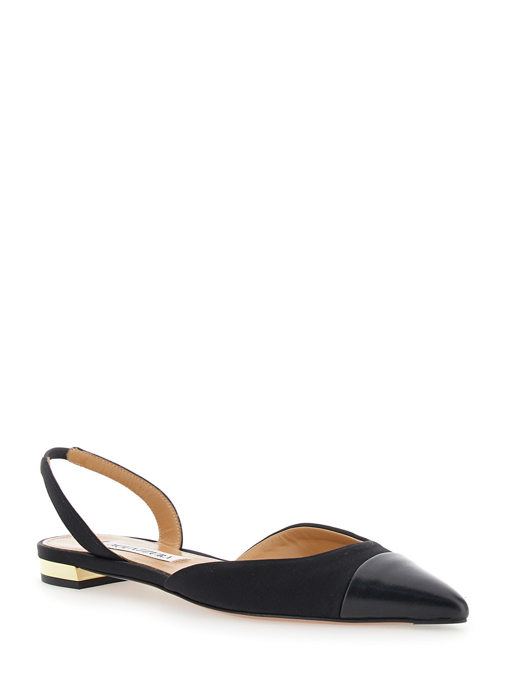 Shop Aquazzura Milanese Black Slingback Ballet Flats In Grosgrain And Leather Woman