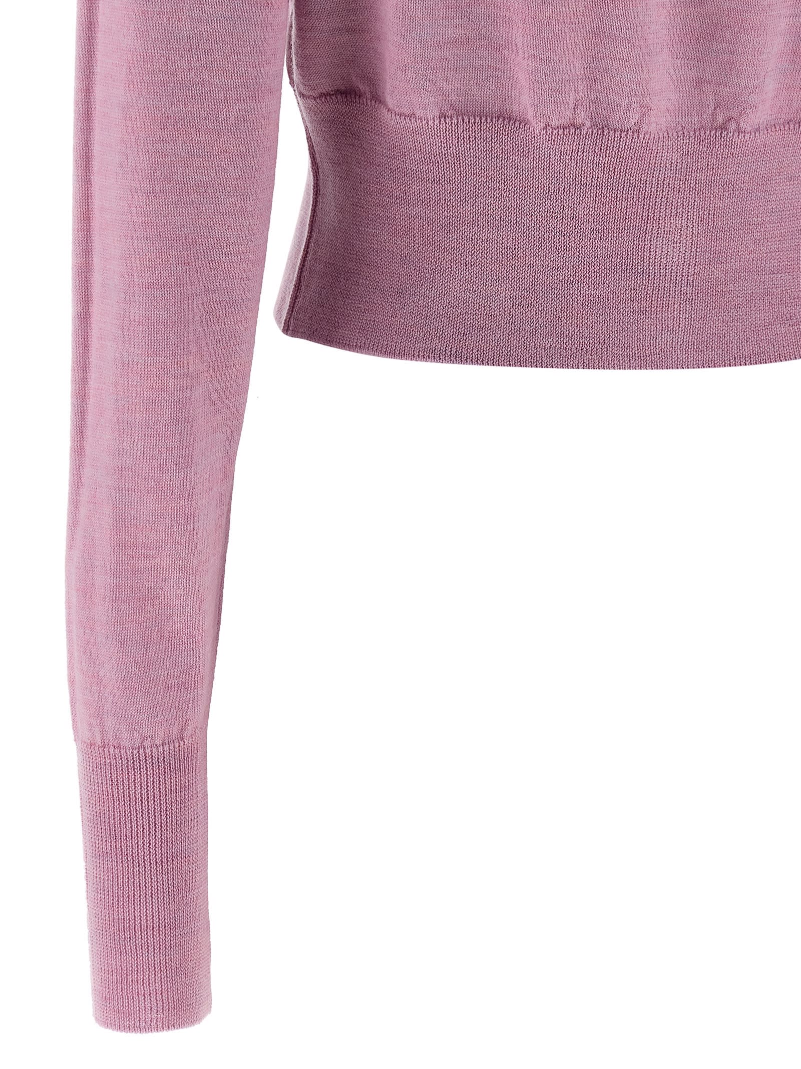 Vivienne Westwood Long Sleeve Cardigan With Ribbed Cuffs And Crew Neck In Pink