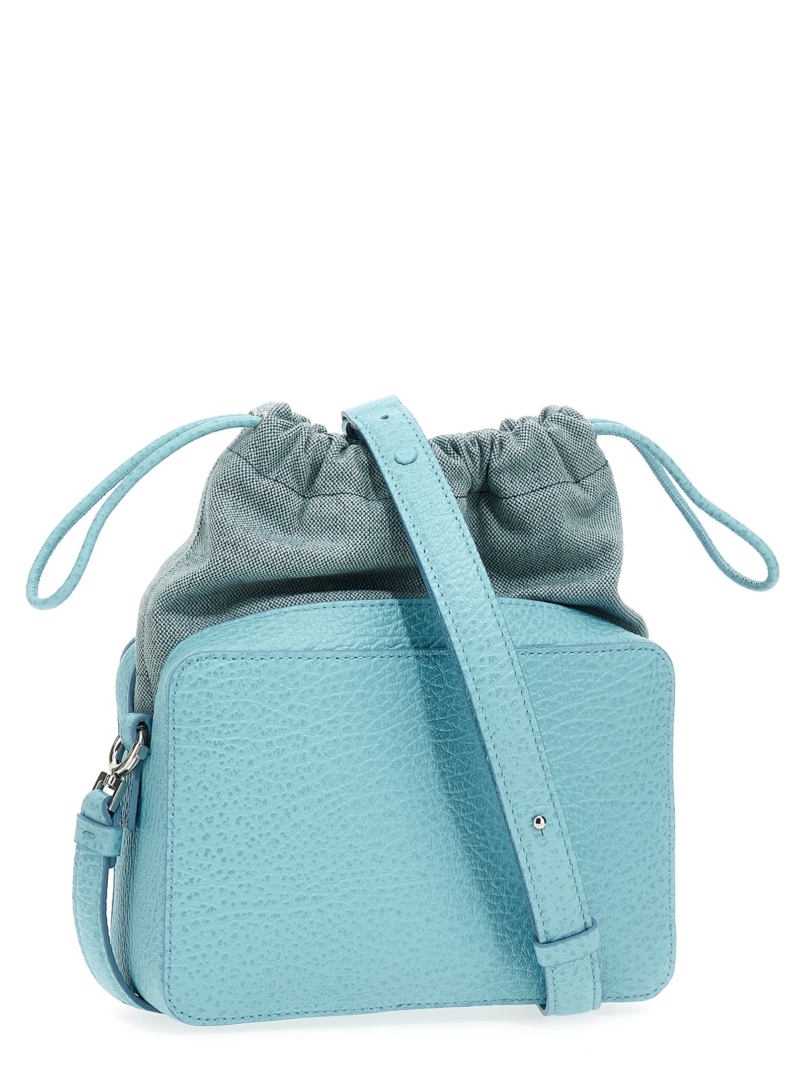 Maison Margiela Borsa A Secchiello 5ac Azzurra In Tessuto E Pelle Donna In Light Blue