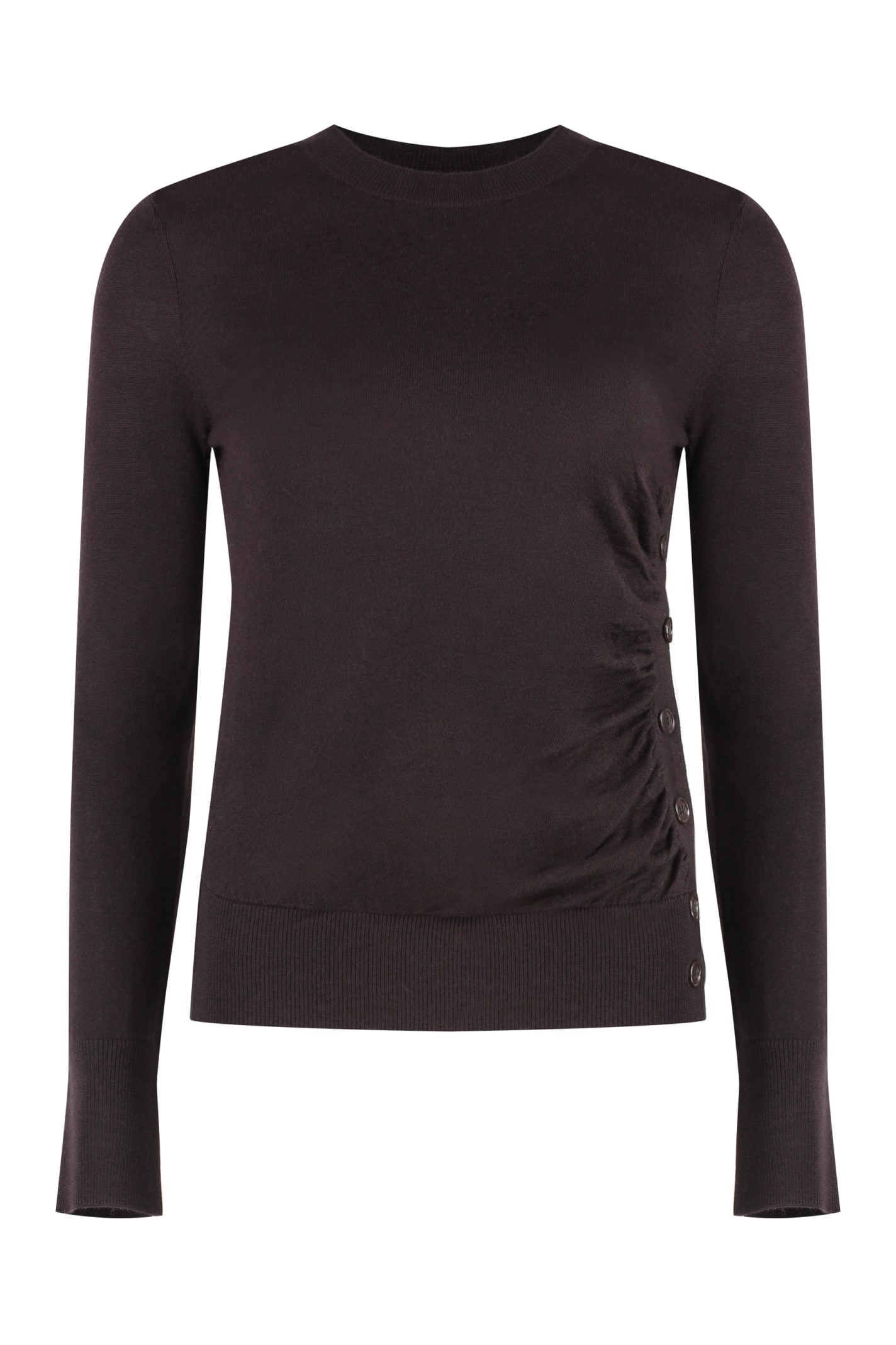 Shop Pinko Diraspatura Crew-neck Wool Sweater In Brown