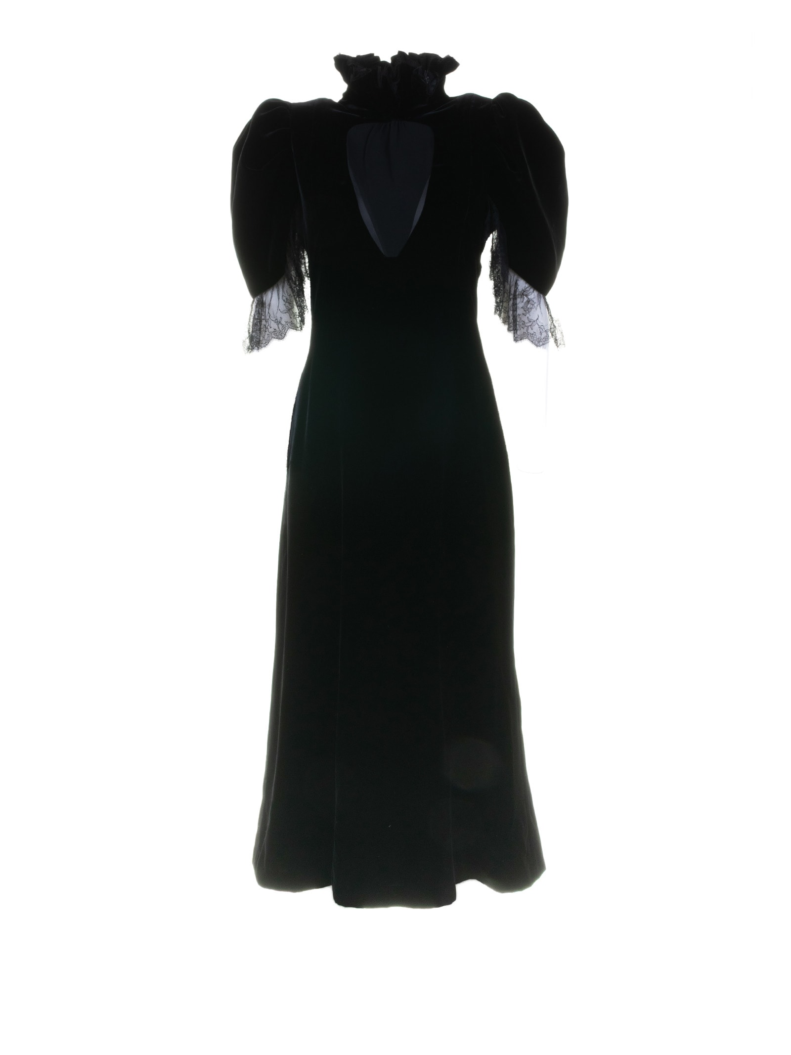 Alexander Mcqueen Lace-detail Velvet Dress In Black