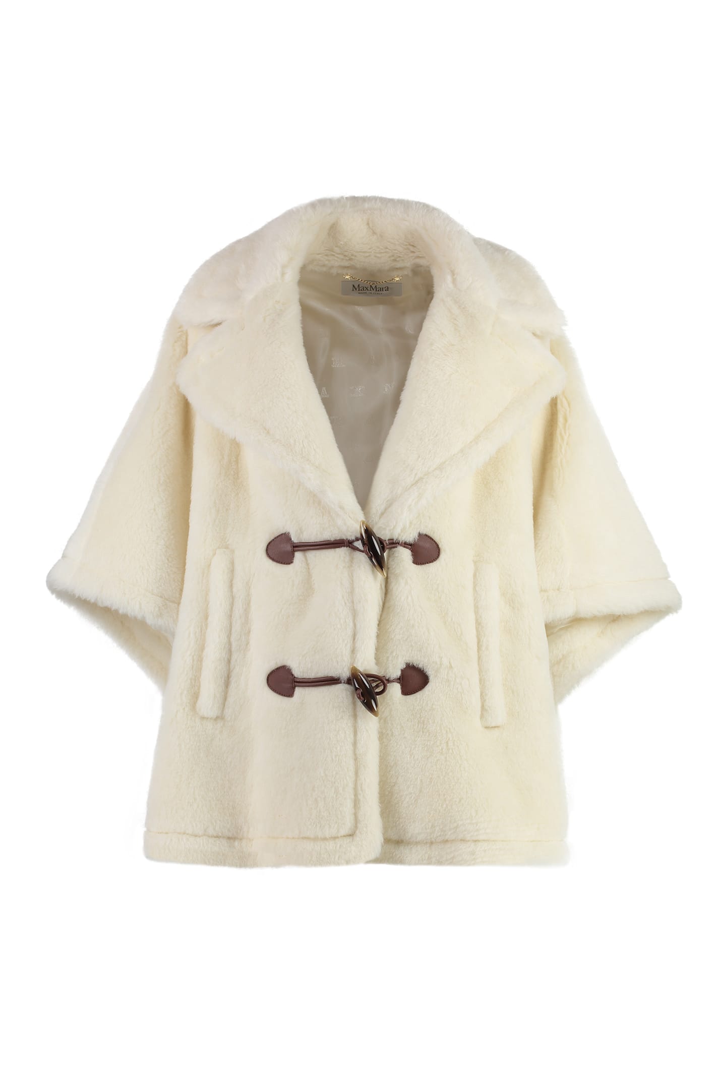 Shop Max Mara George Vegan Fur Jacket In Panna