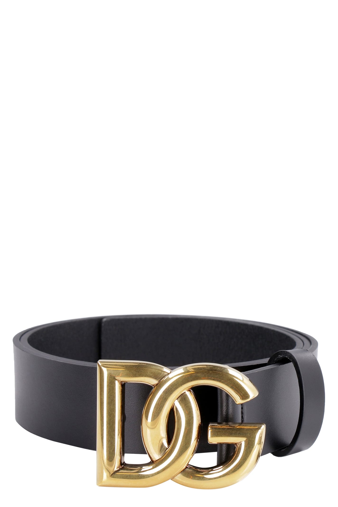 Dolce & Gabbana Leather Belt With Double G Buckle