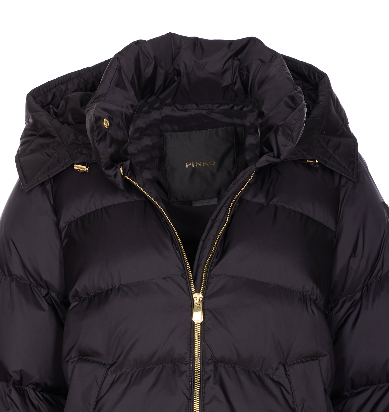 Pinko Padded Removable-hood Coat In Black