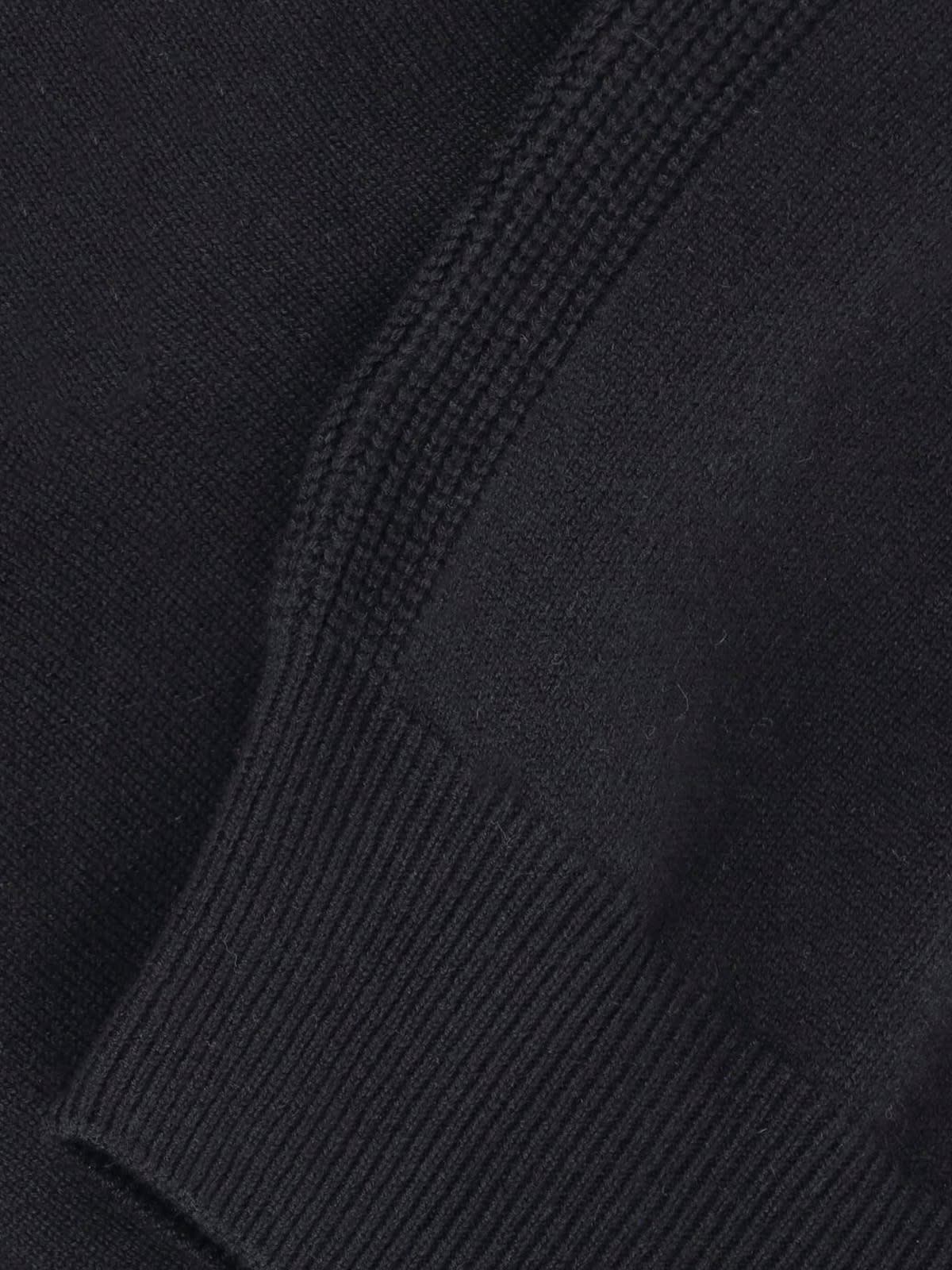 Sa Su Phi V Neck Knitwear Long Sleeve Ribbed Top In Black