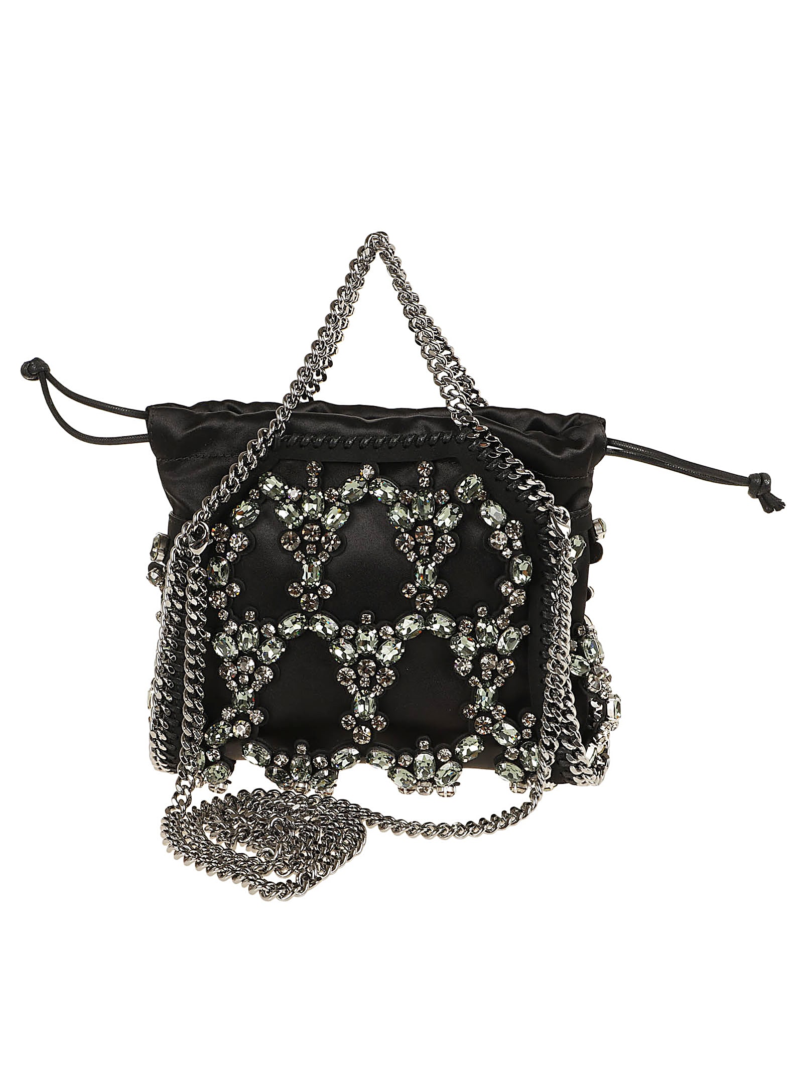 Shop Stella Mccartney Tiny Tote Crystal Cage In Black