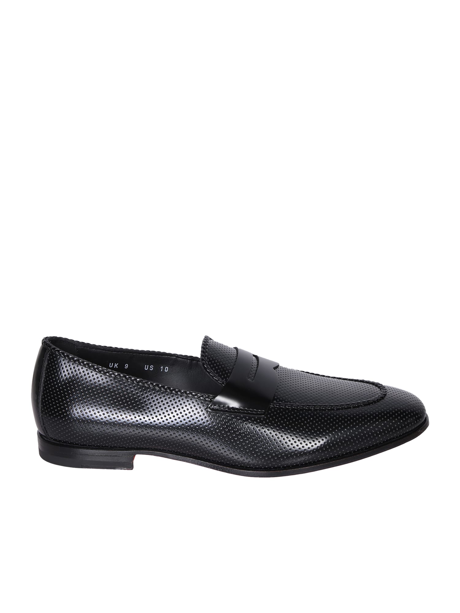 Shop Santoni Grifone Glossy Black Loafer