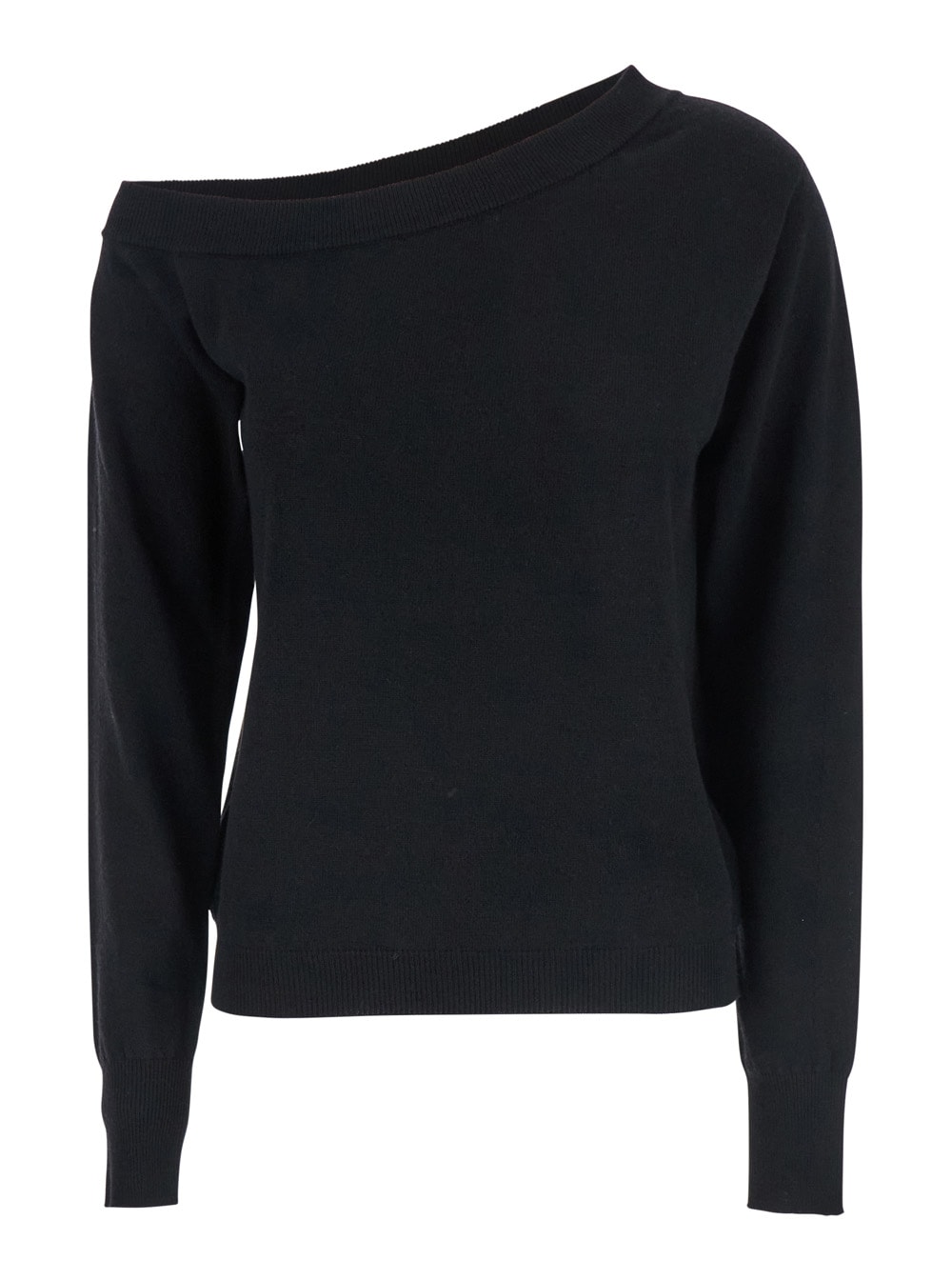 Federica Tosi Maglia Scollata Misto Cashmere Con Collo Staccato In Black