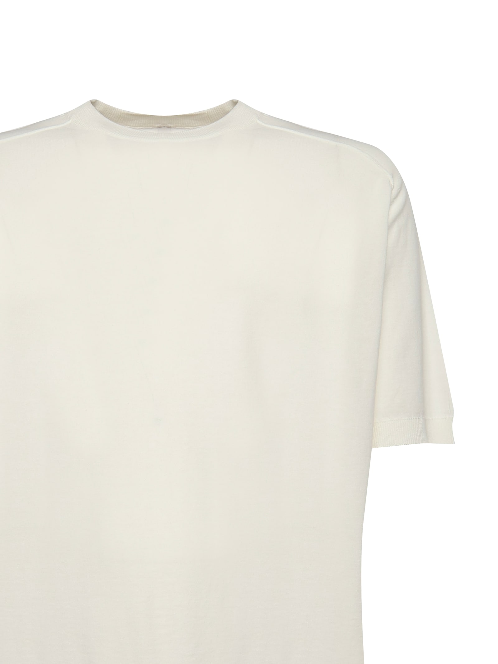 Eleventy Sand Cotton Crew Neck T-shirt In White