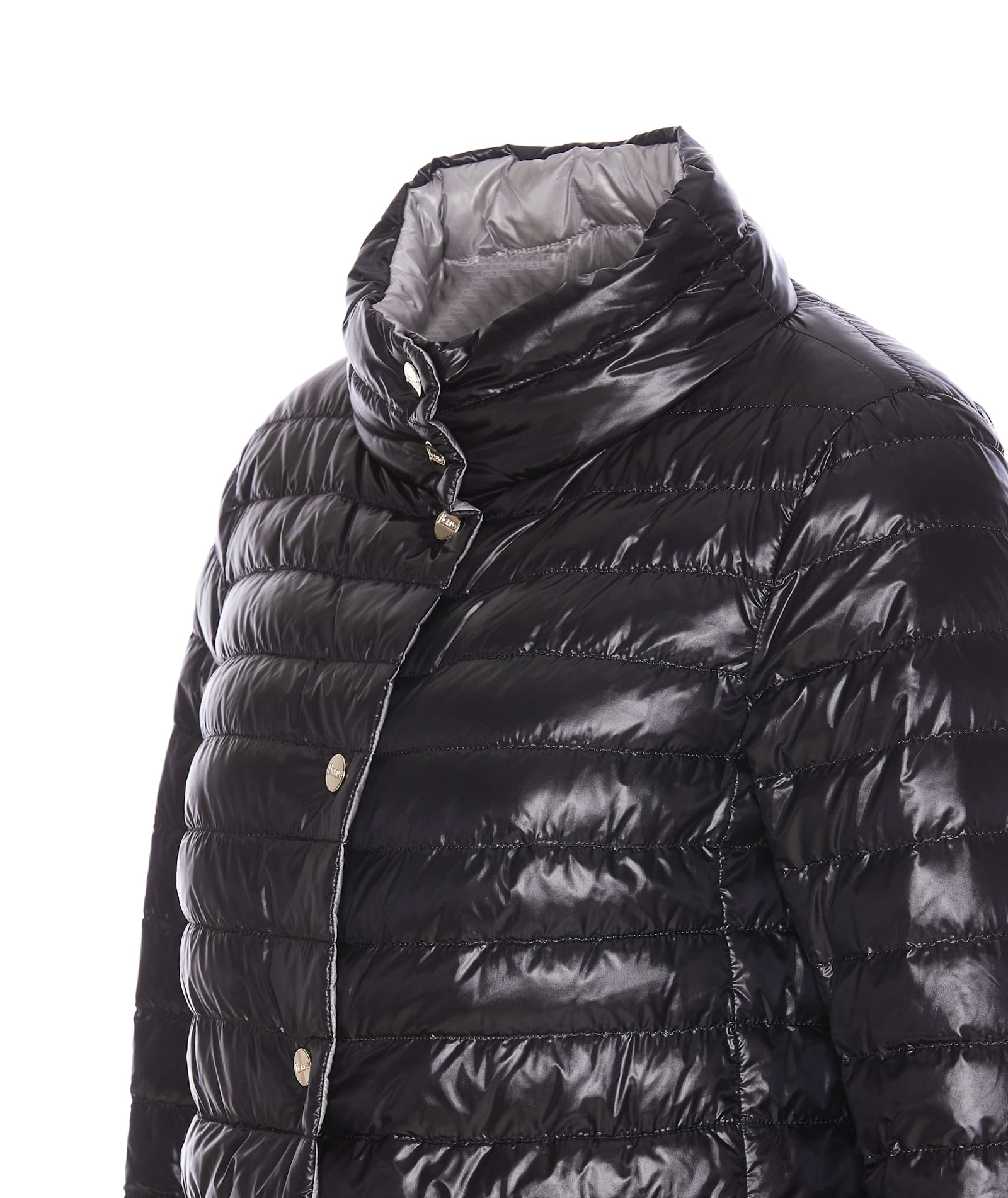 Herno Lightweight Quilted Grey Jacket With High Collar